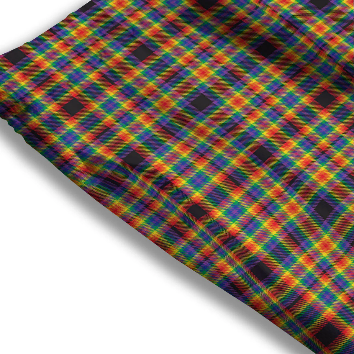 Tartan Rainbow Print Pattern Mesh Shorts - Image 3