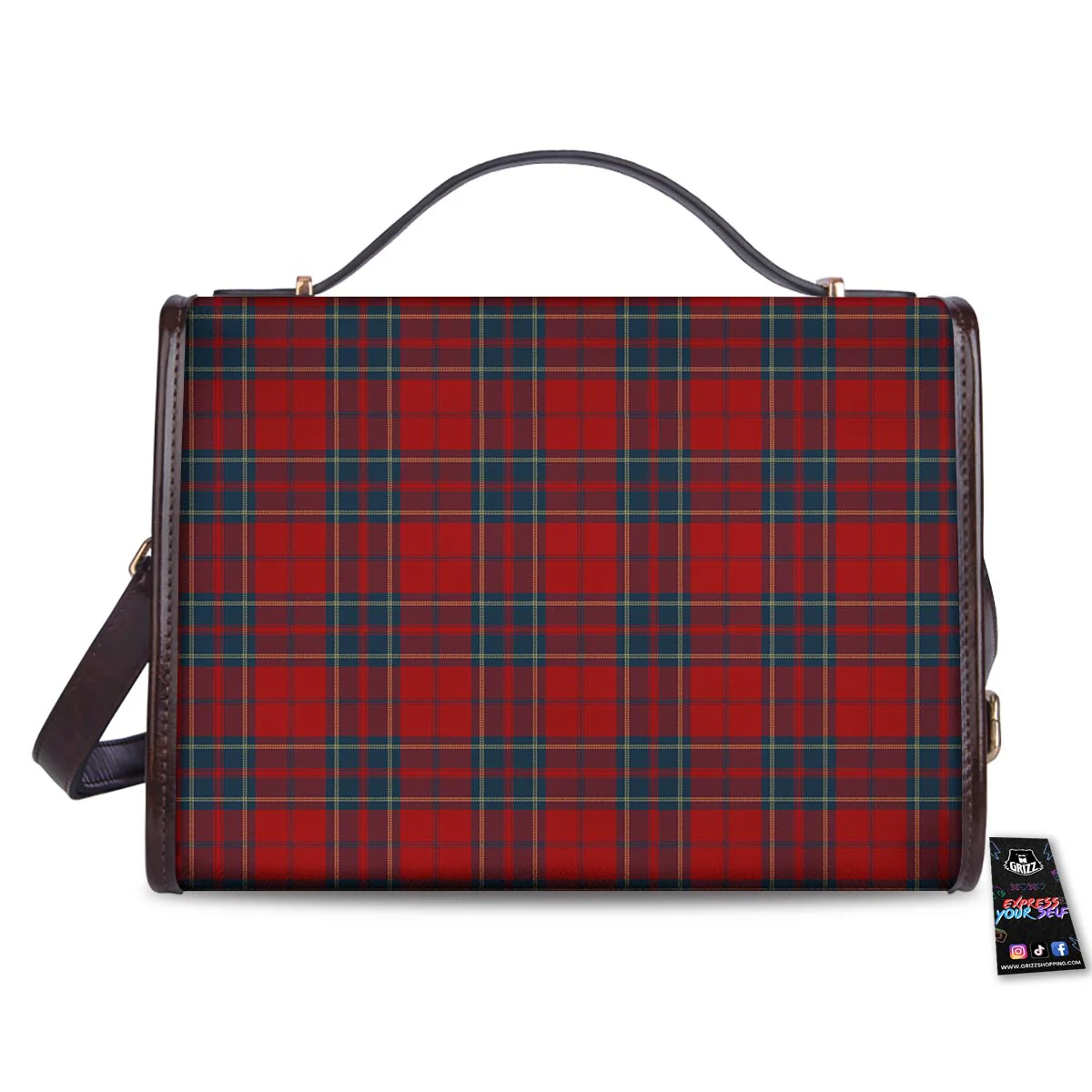 Tartan Scottish Red Print Pattern Women's Satchel Bag - Image 2