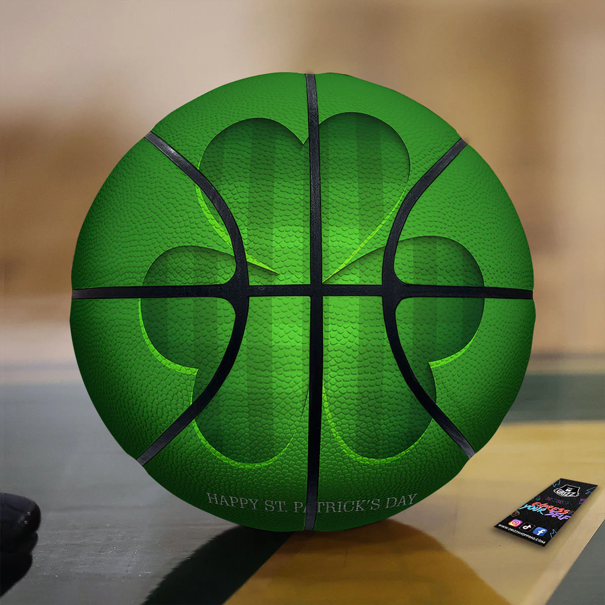 Tartan Shamrock Green Print Basketball