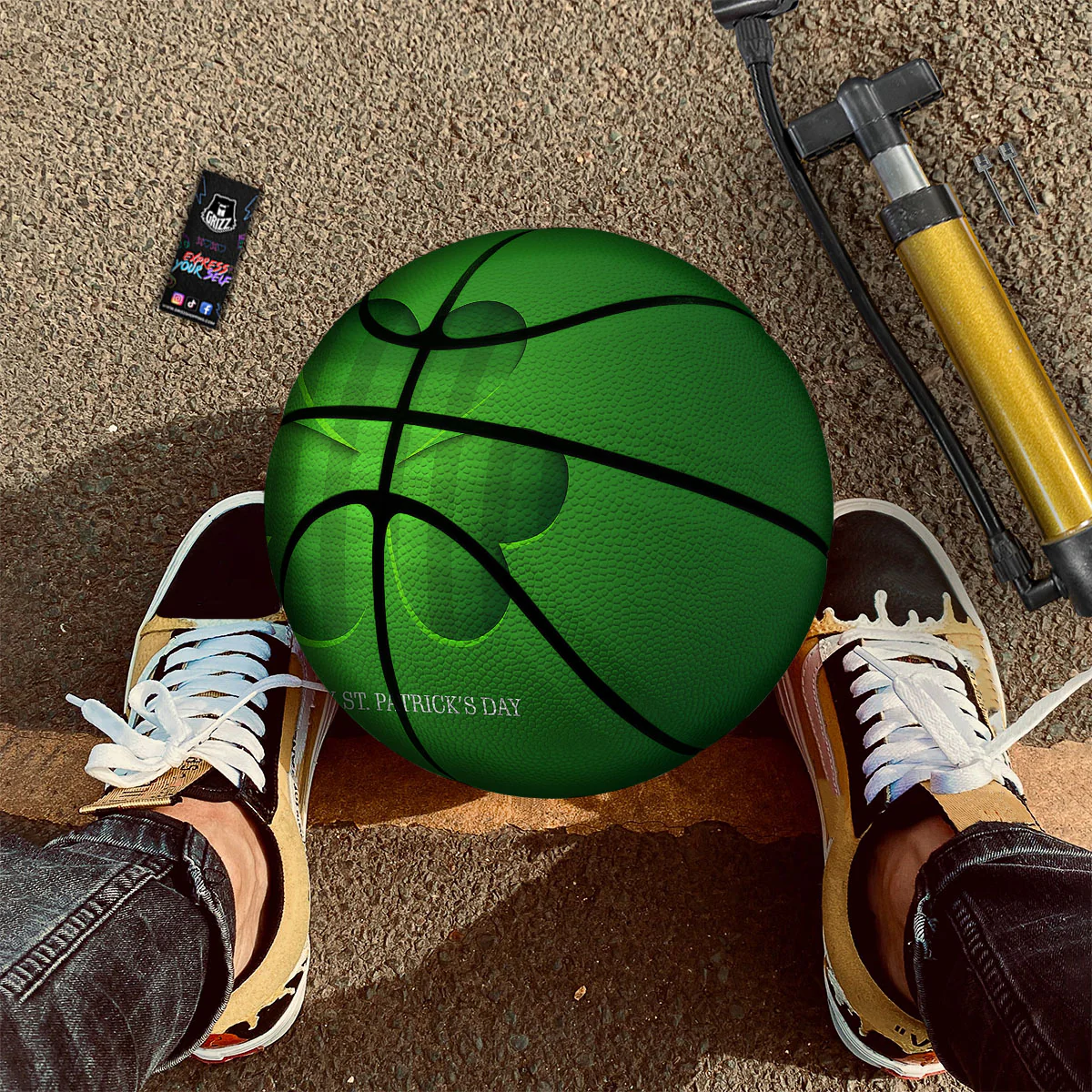Tartan Shamrock Green Print Basketball - Image 2