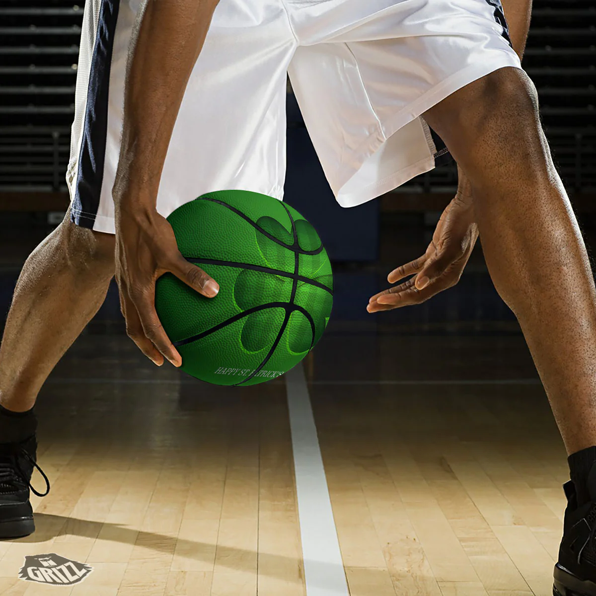 Tartan Shamrock Green Print Basketball - Image 3