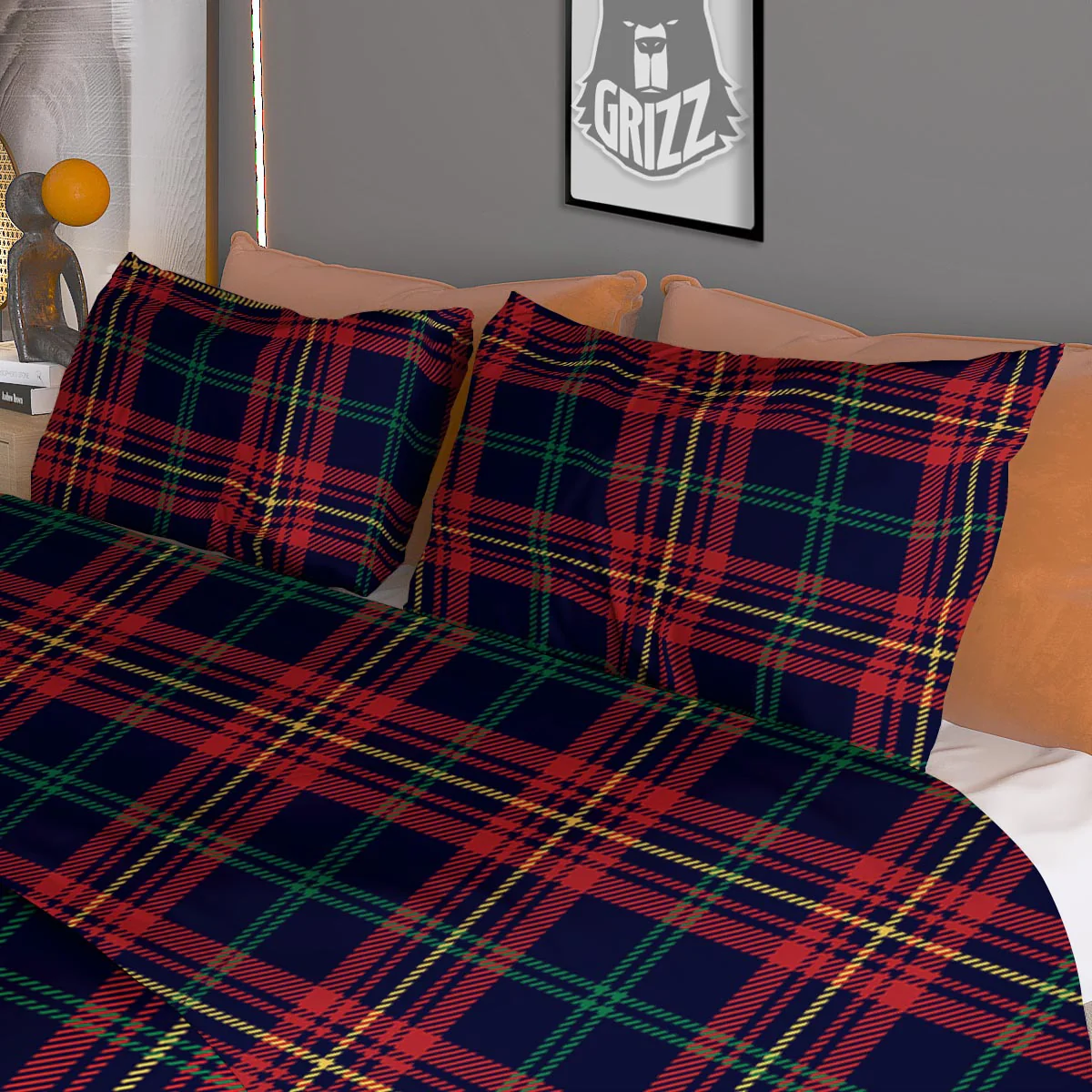 Tartan Yellow And Red Print Pattern Duvet Cover Bedding Set - Image 3