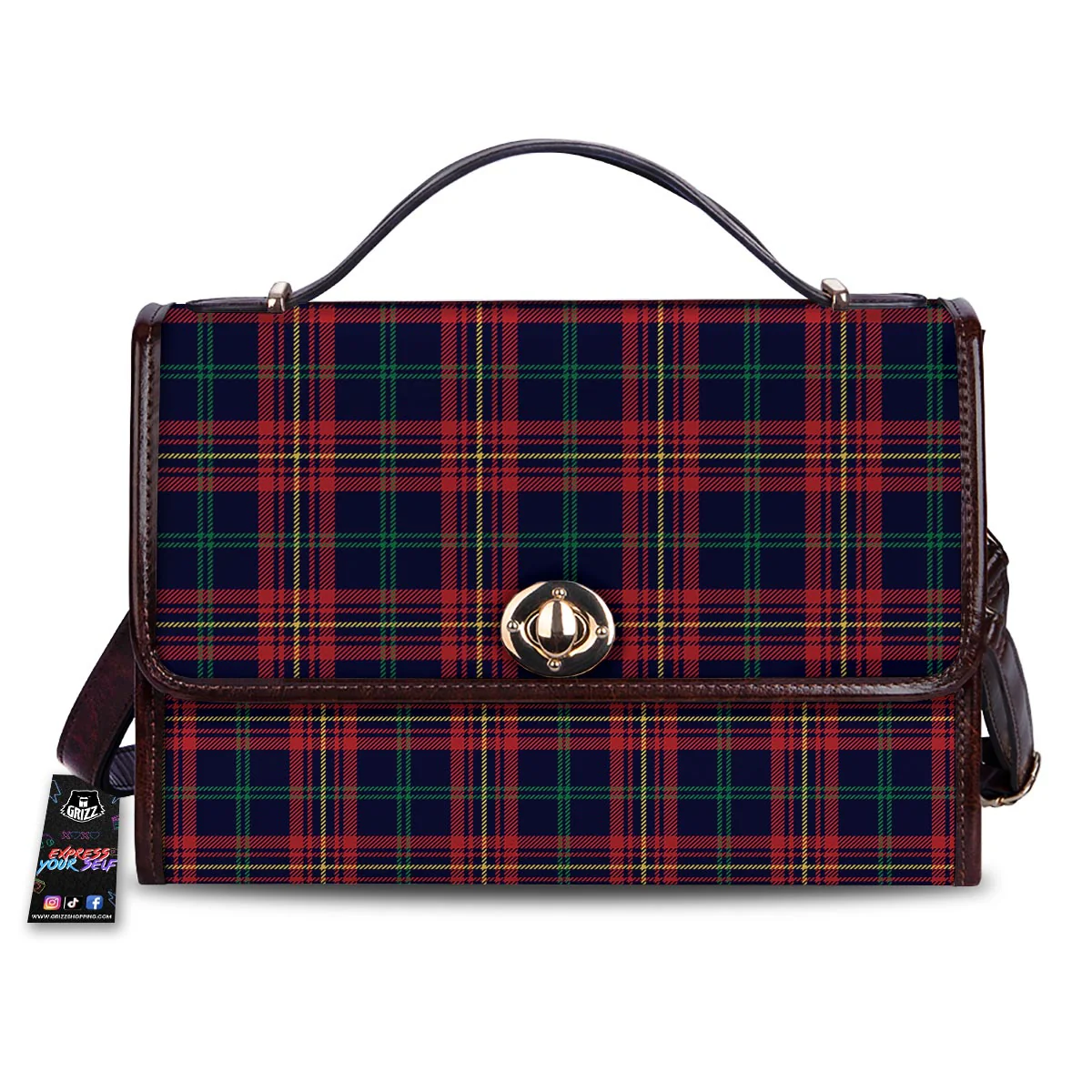 Tartan Yellow And Red Print Pattern Women's Satchel Bag