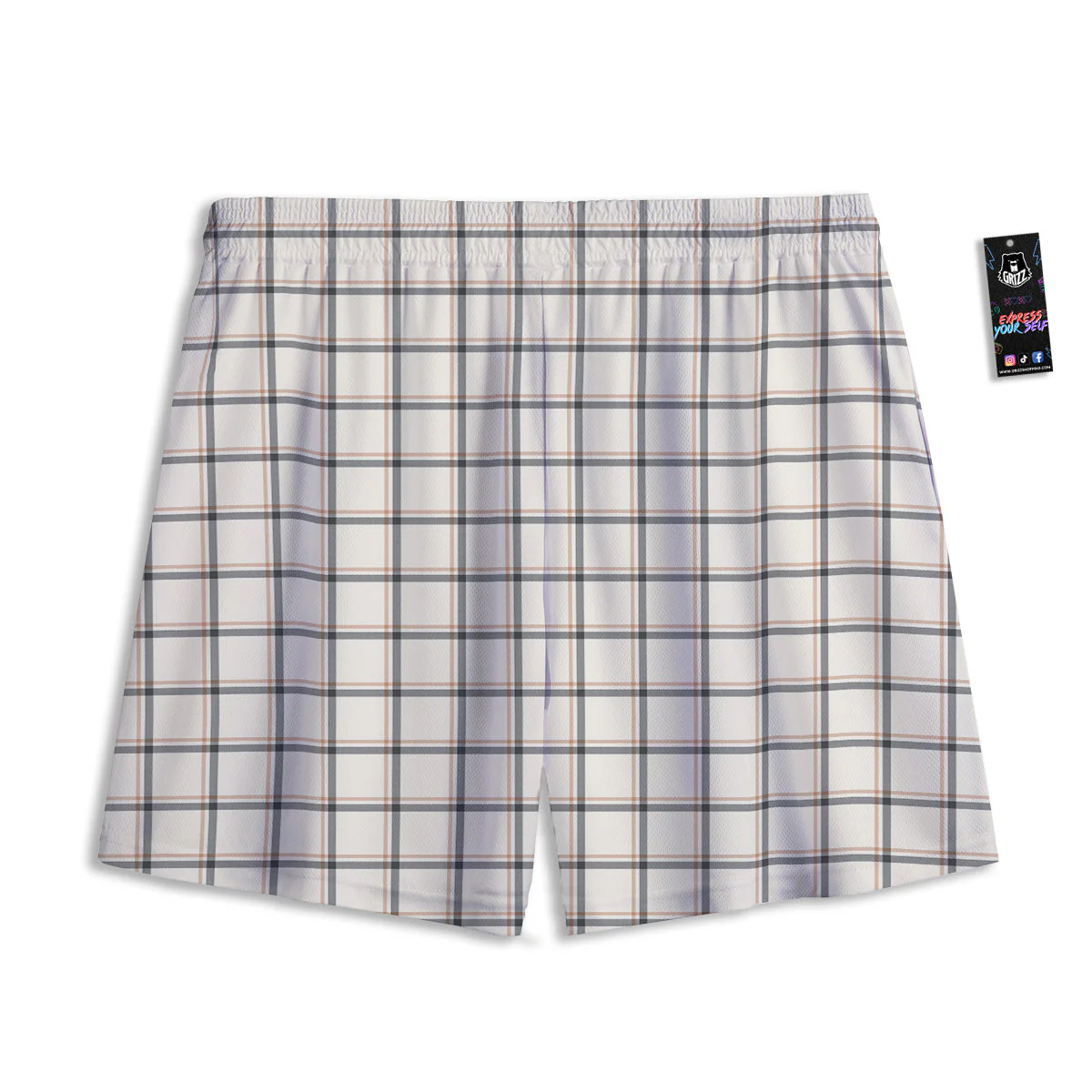 Tattersall Beige Print Pattern Mesh Shorts - Image 2
