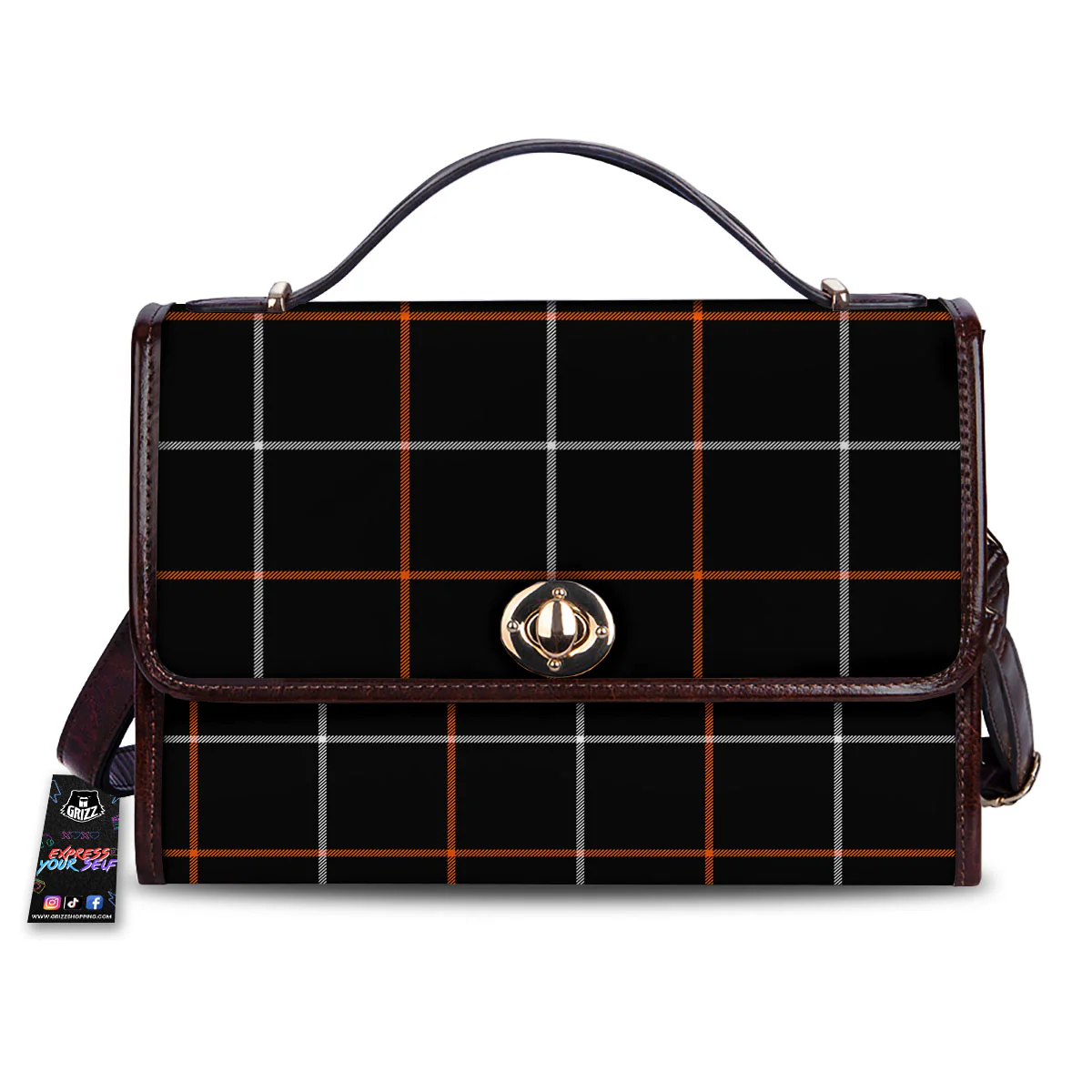 Tattersall Black Halloween Print Pattern Women's Satchel Bag