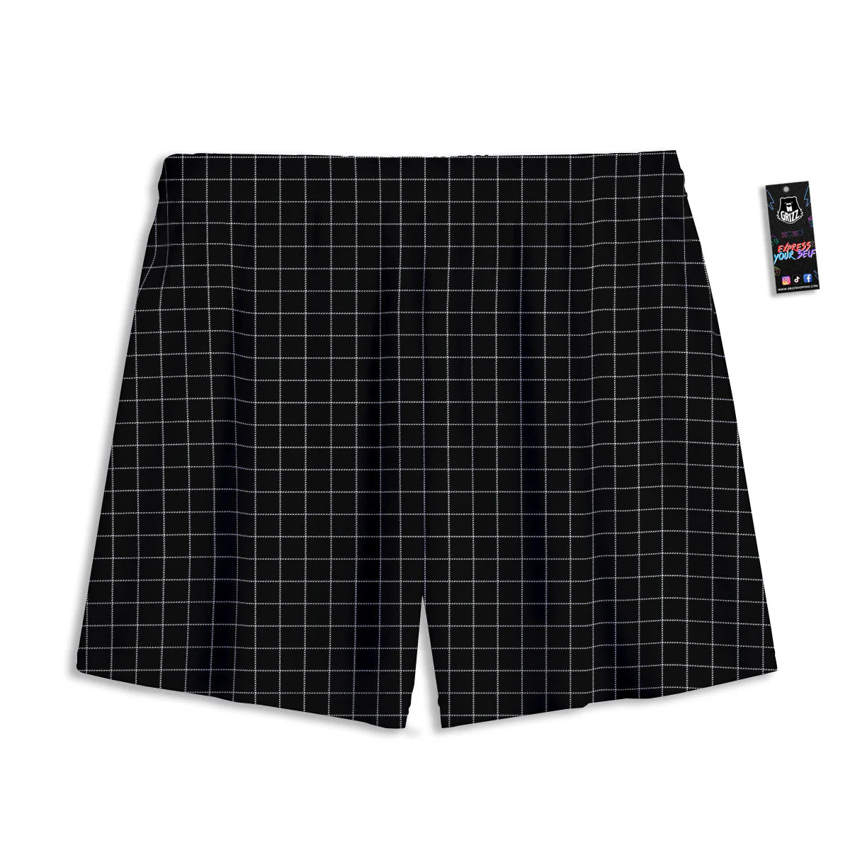 Tattersall Black Print Pattern Mesh Shorts - Image 2