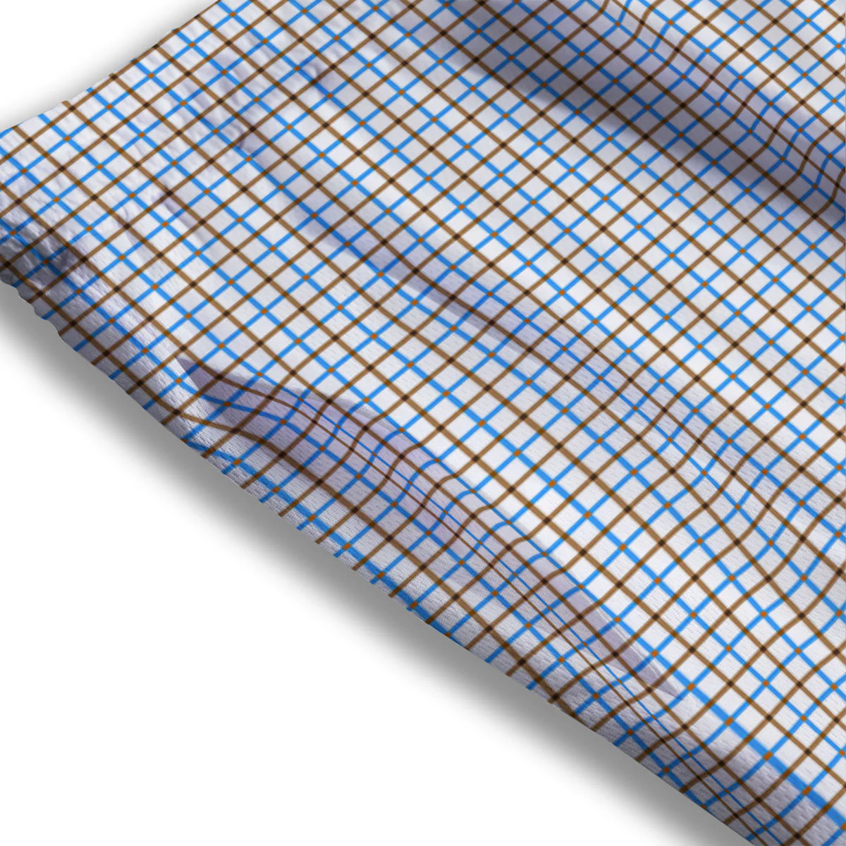 Tattersall Brown And Blue Print Pattern Mesh Shorts - Image 3