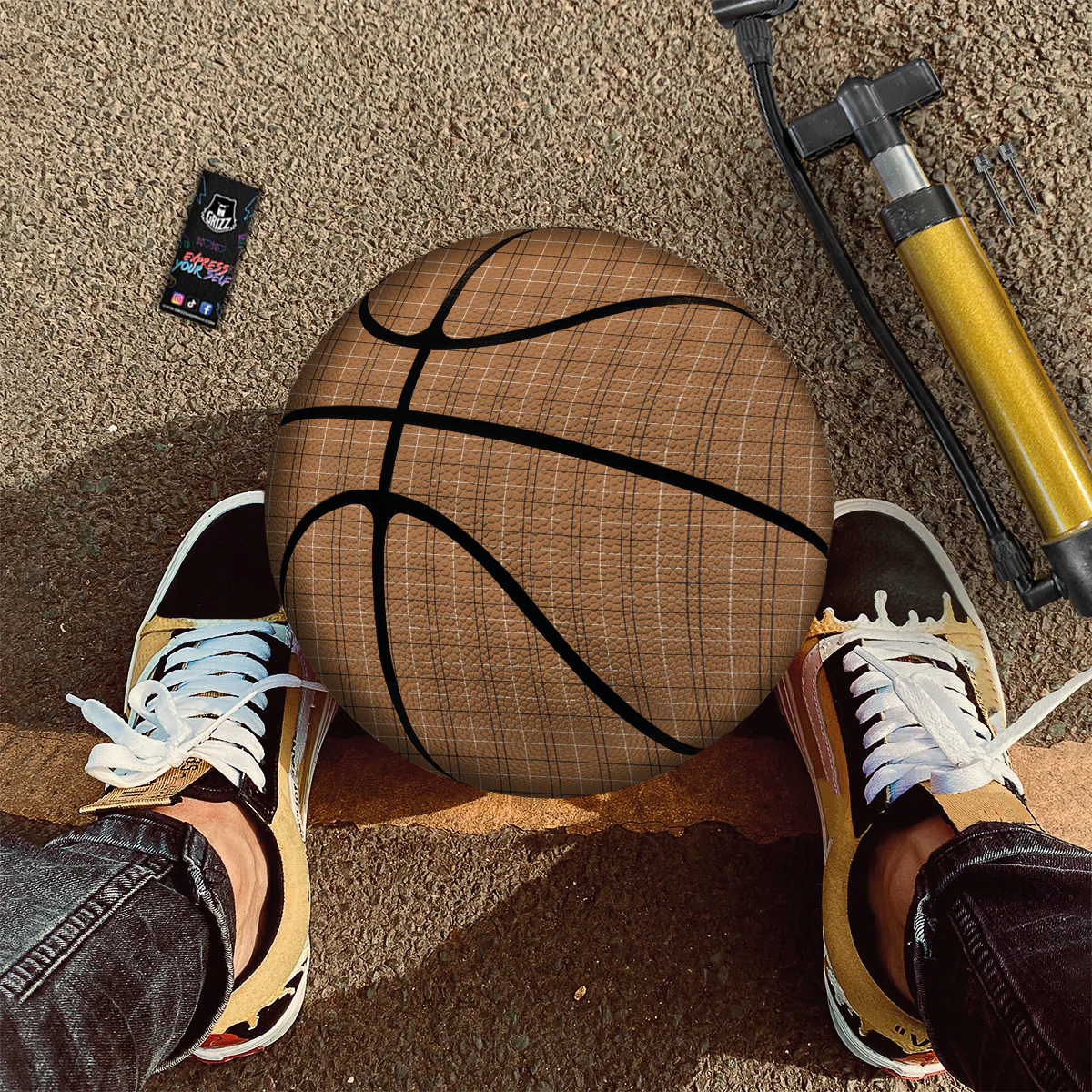 Tattersall Brown Print Pattern Basketball - Image 2