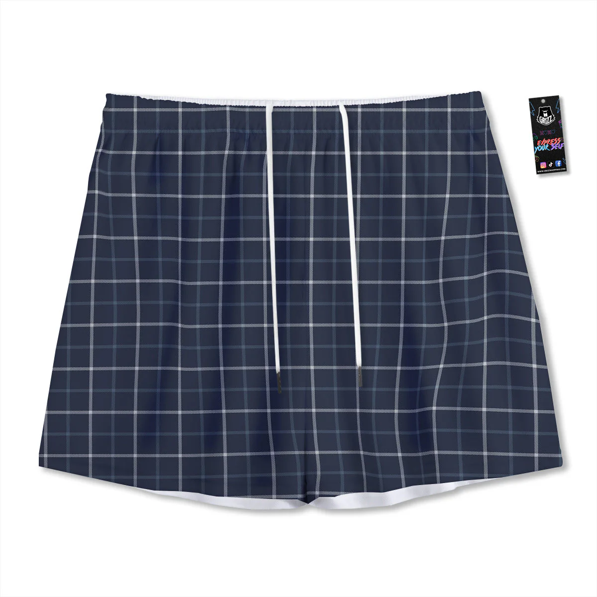 Tattersall Dark Blue Print Pattern Mesh Shorts