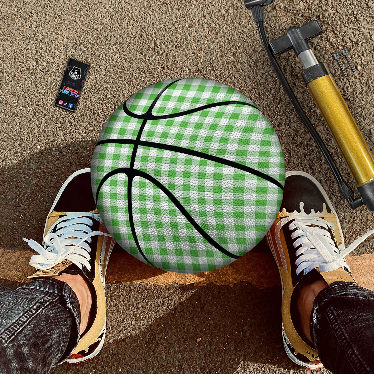 Tattersall Green Print Pattern Basketball - Image 2