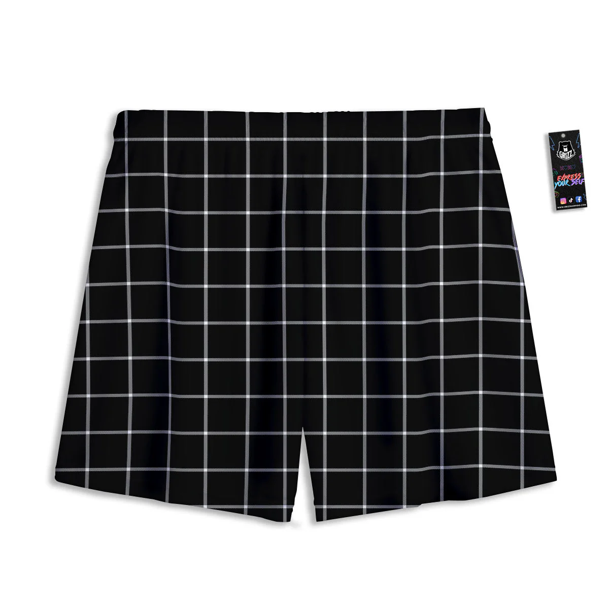 Tattersall Navy Print Pattern Mesh Shorts - Image 2