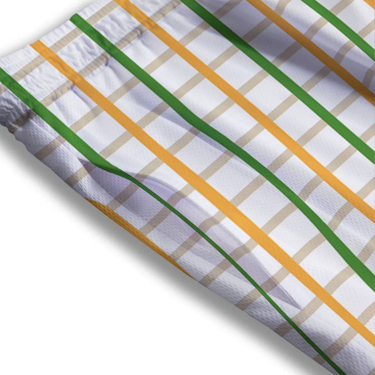 Tattersall Orange And Green Line Print Mesh Shorts - Image 3
