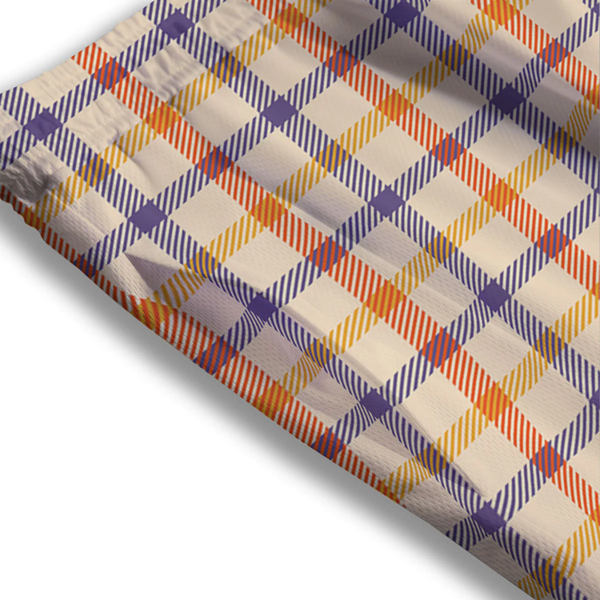Tattersall Orange And Purple Print Pattern Mesh Shorts - Image 3
