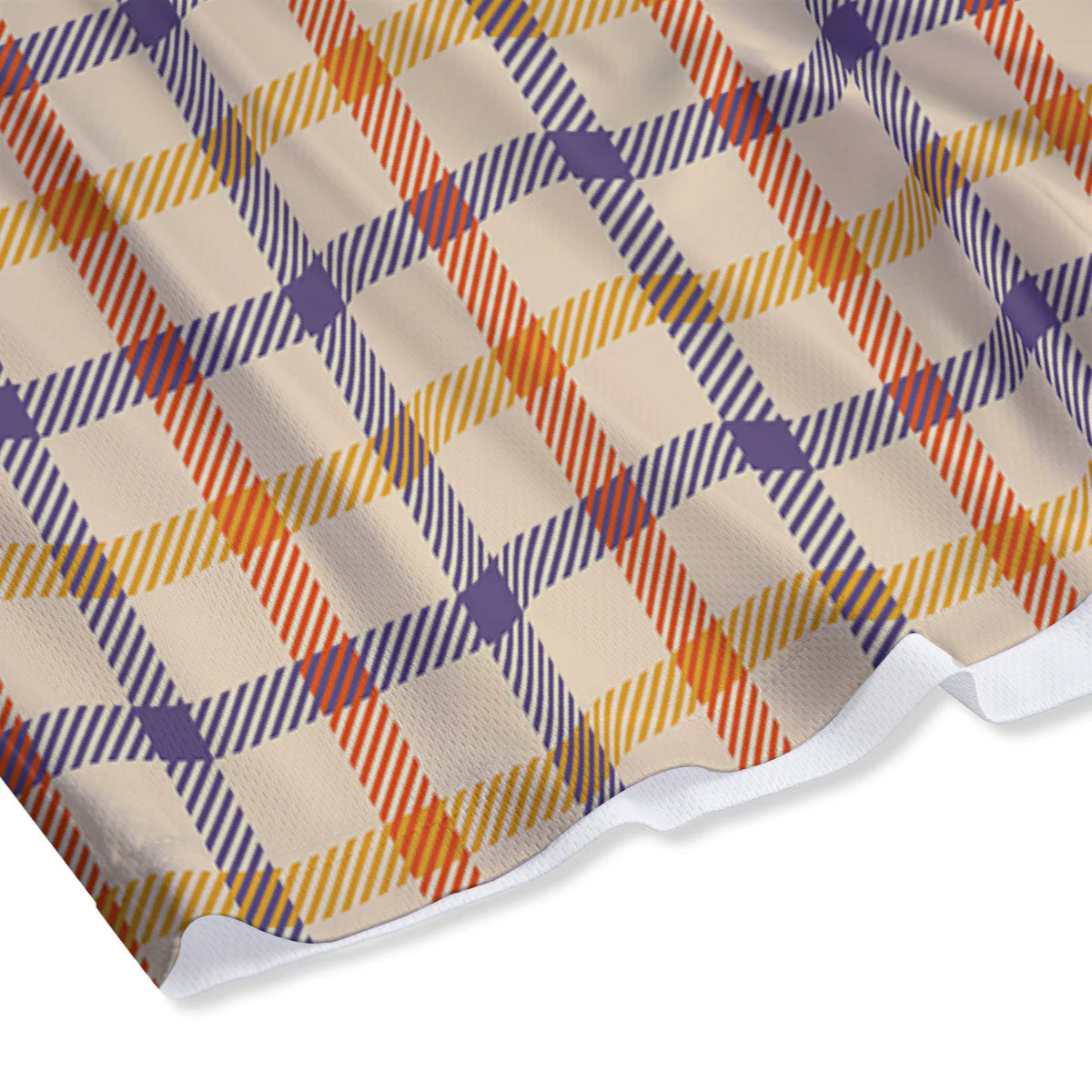 Tattersall Orange And Purple Print Pattern Mesh Shorts - Image 4