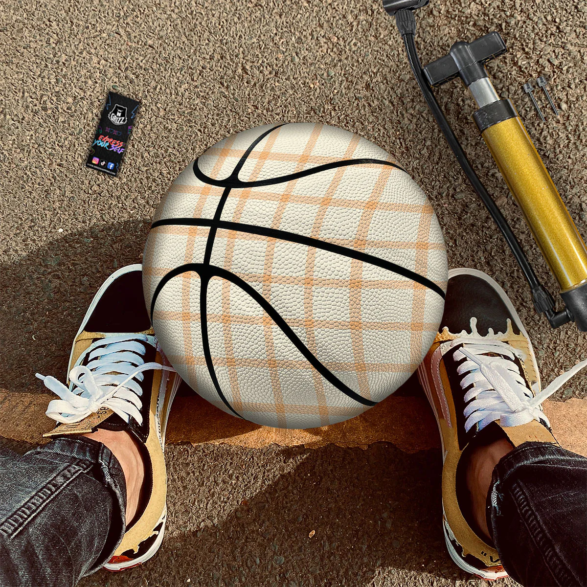 Tattersall Orange Pastel Print Pattern Basketball - Image 2