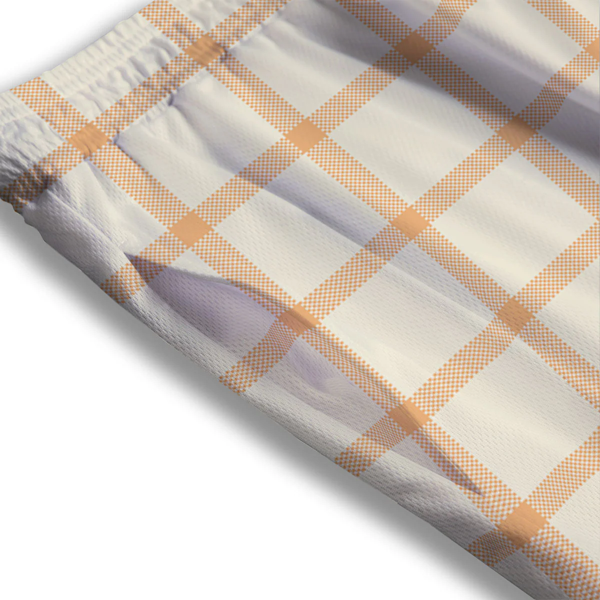 Tattersall Orange Pastel Print Pattern Mesh Shorts - Image 3