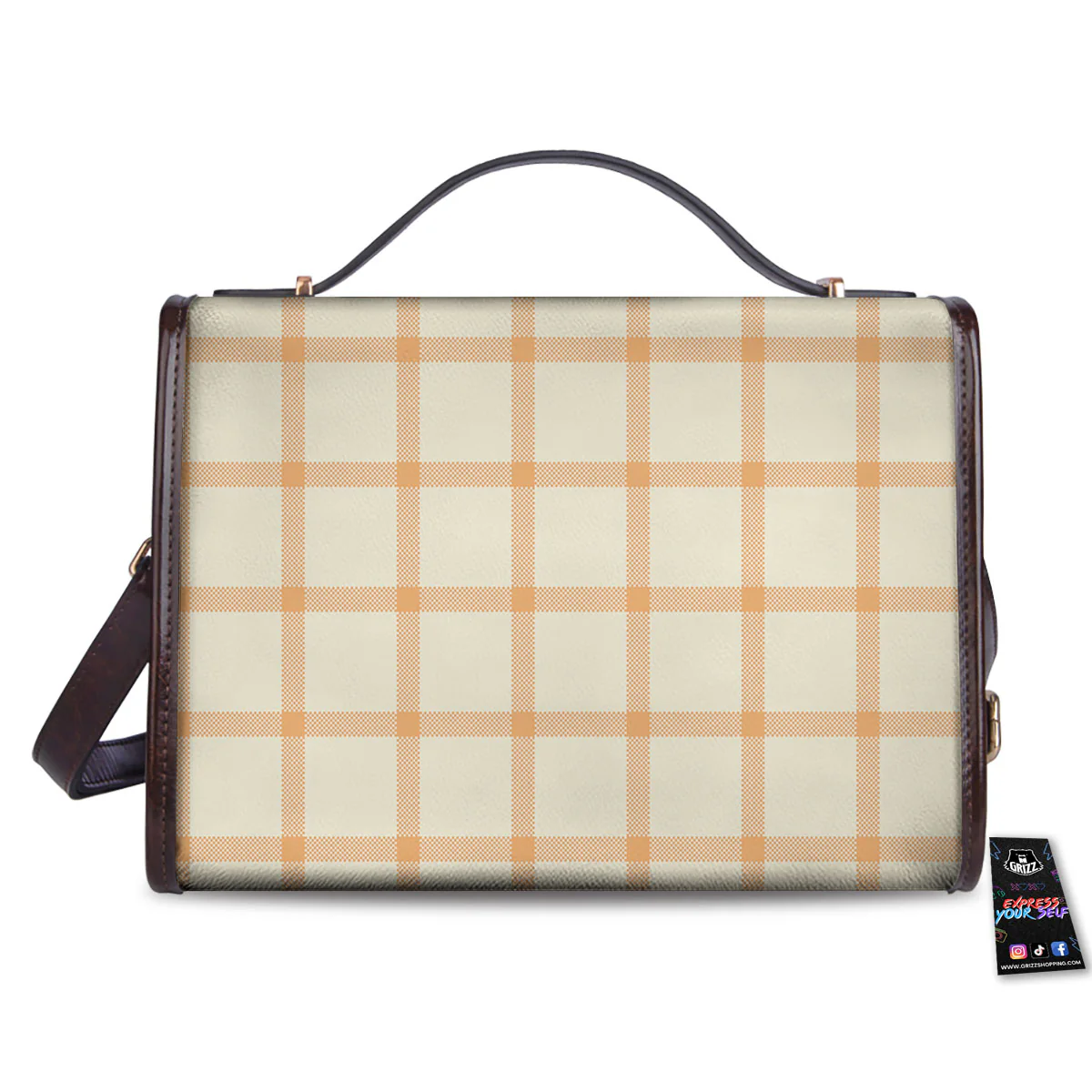 Tattersall Orange Pastel Print Pattern Women's Satchel Bag - Image 2