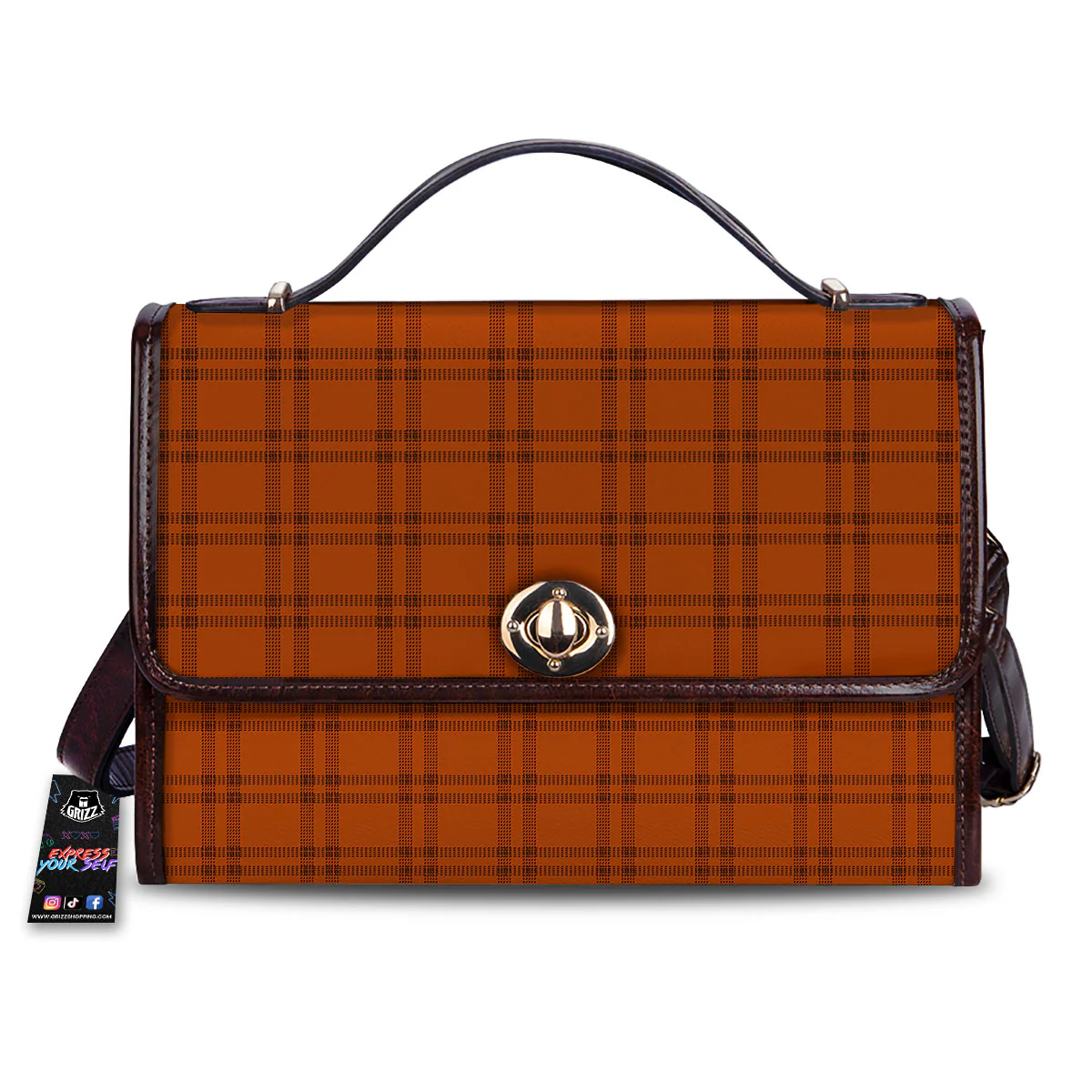 Tattersall Orange Print Pattern Women's Satchel Bag
