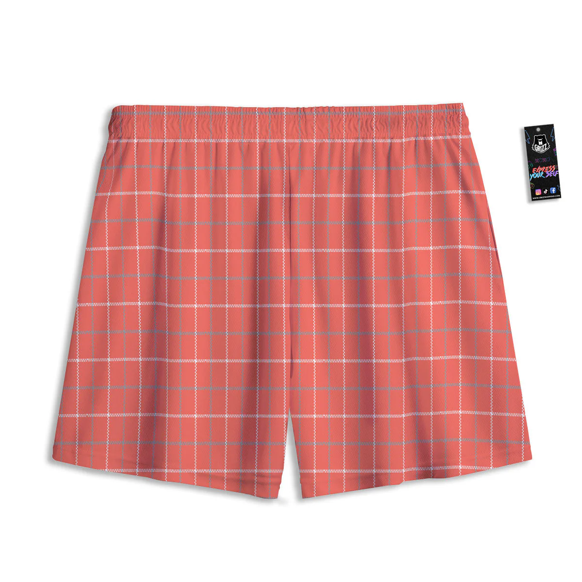 Tattersall Pastel Orange Print Pattern Mesh Shorts - Image 2