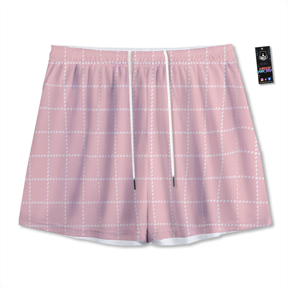 Tattersall Pastel Pink Print Pattern Mesh Shorts