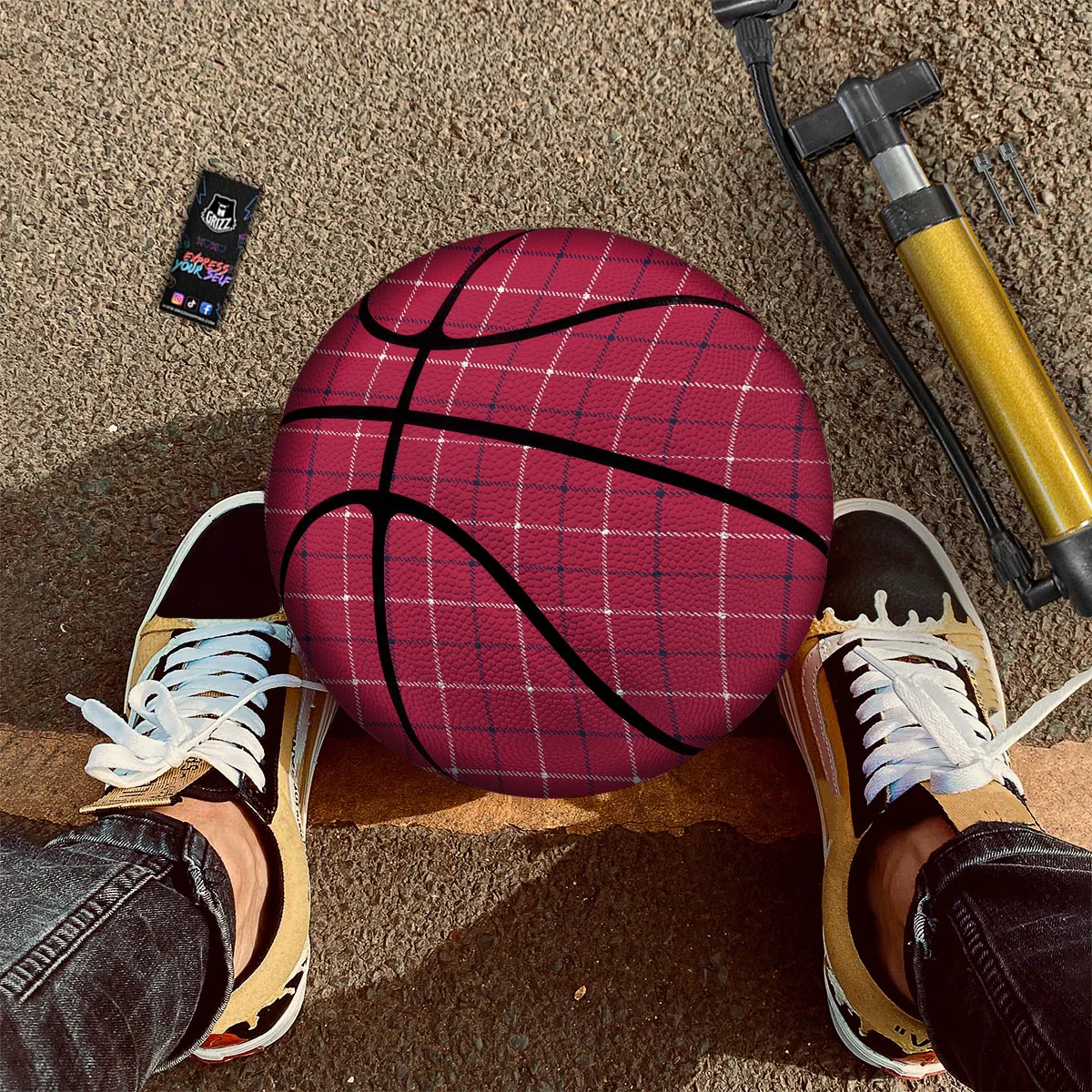 Tattersall Red Print Pattern Basketball - Image 2