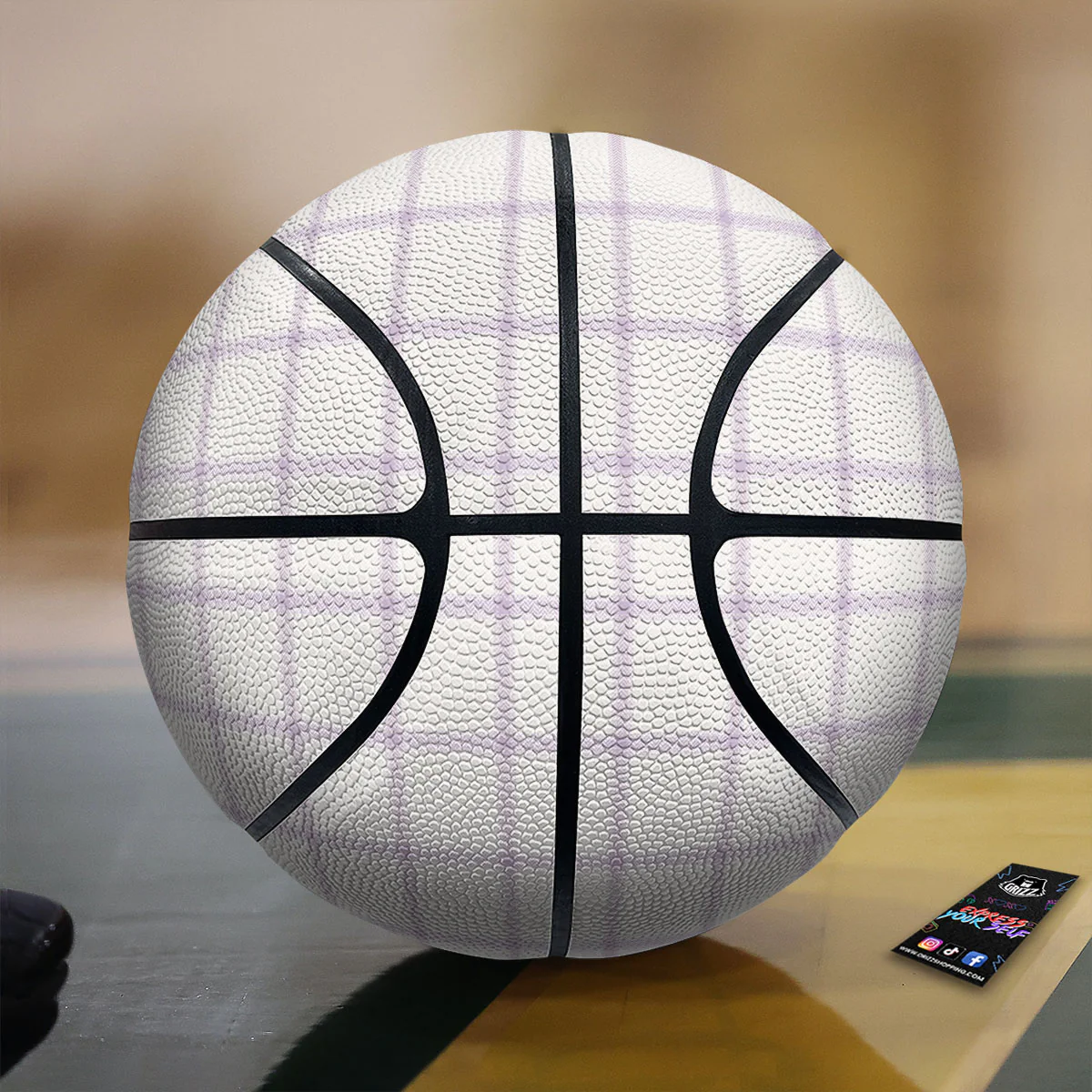 Tattersall White And Purple Print Pattern Basketball