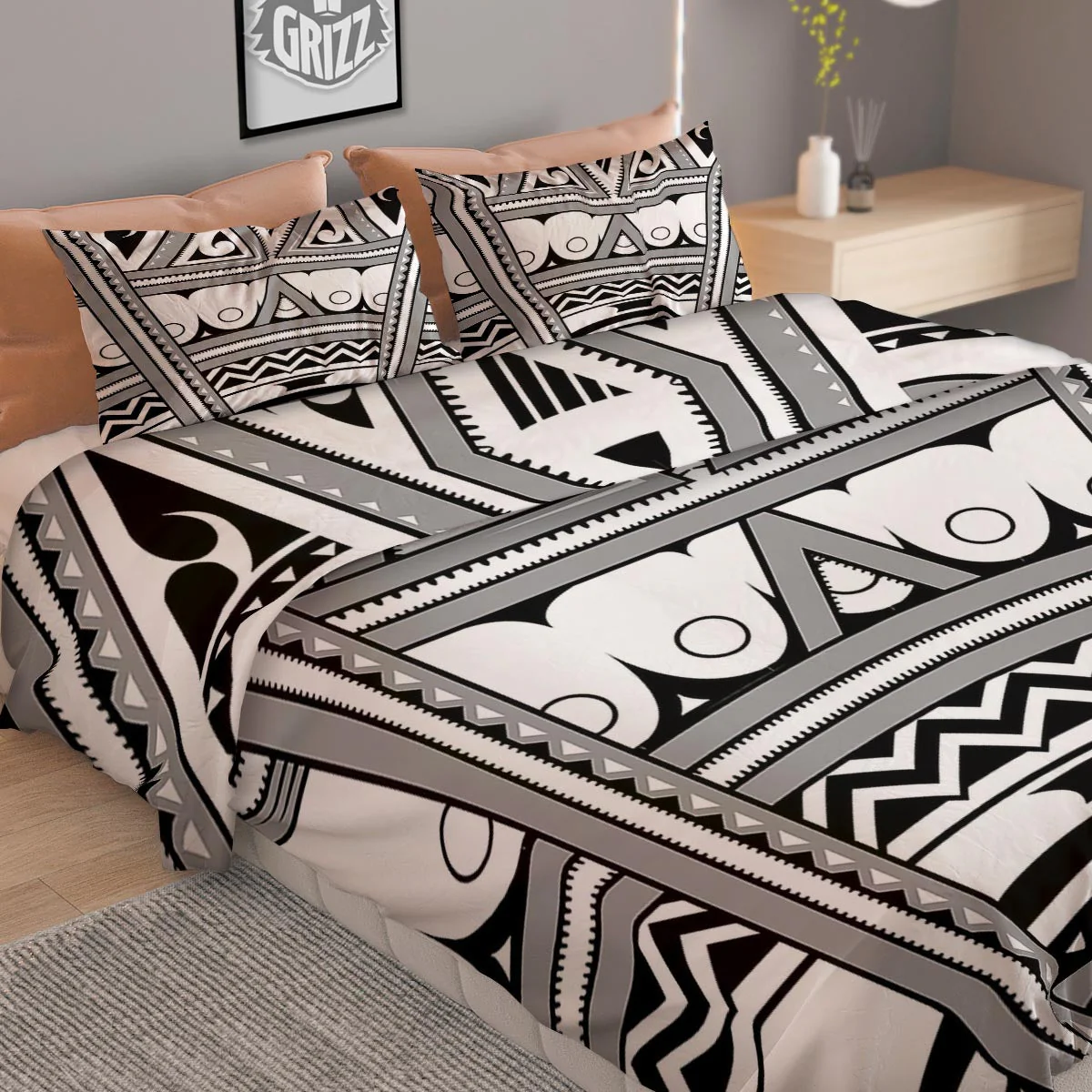 Tatto Polynesian Tribal Maori Print Duvet Cover Bedding Set - Image 2