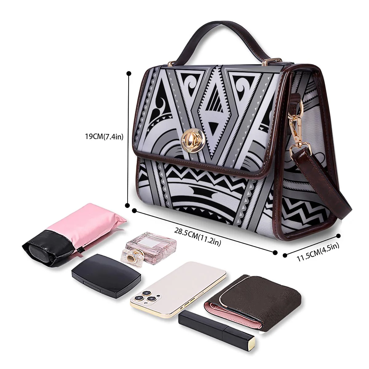 Tatto Polynesian Tribal Maori Print Women's Satchel Bag - Image 4