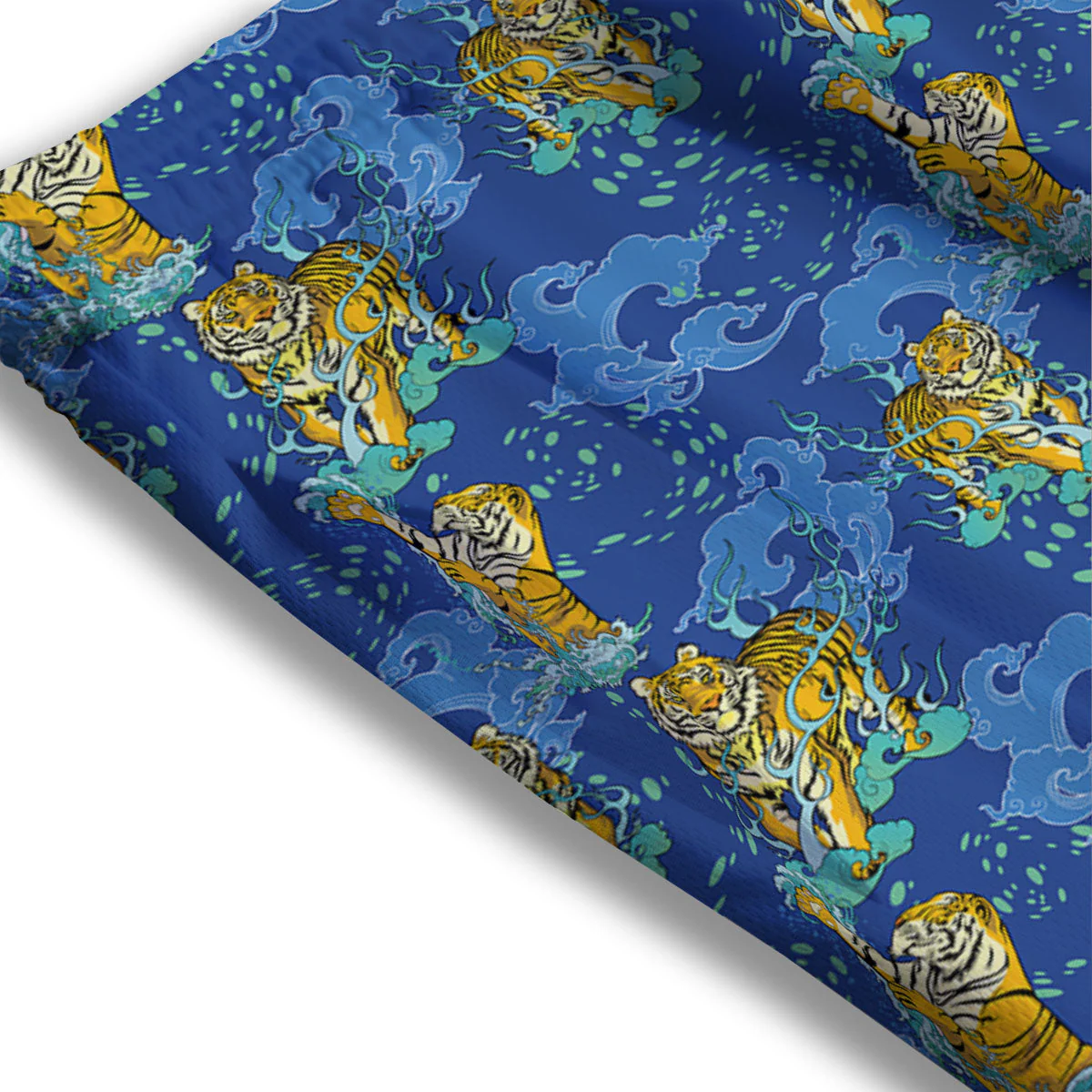 Tattoo Blue Tiger Print Pattern Mesh Shorts - Image 3