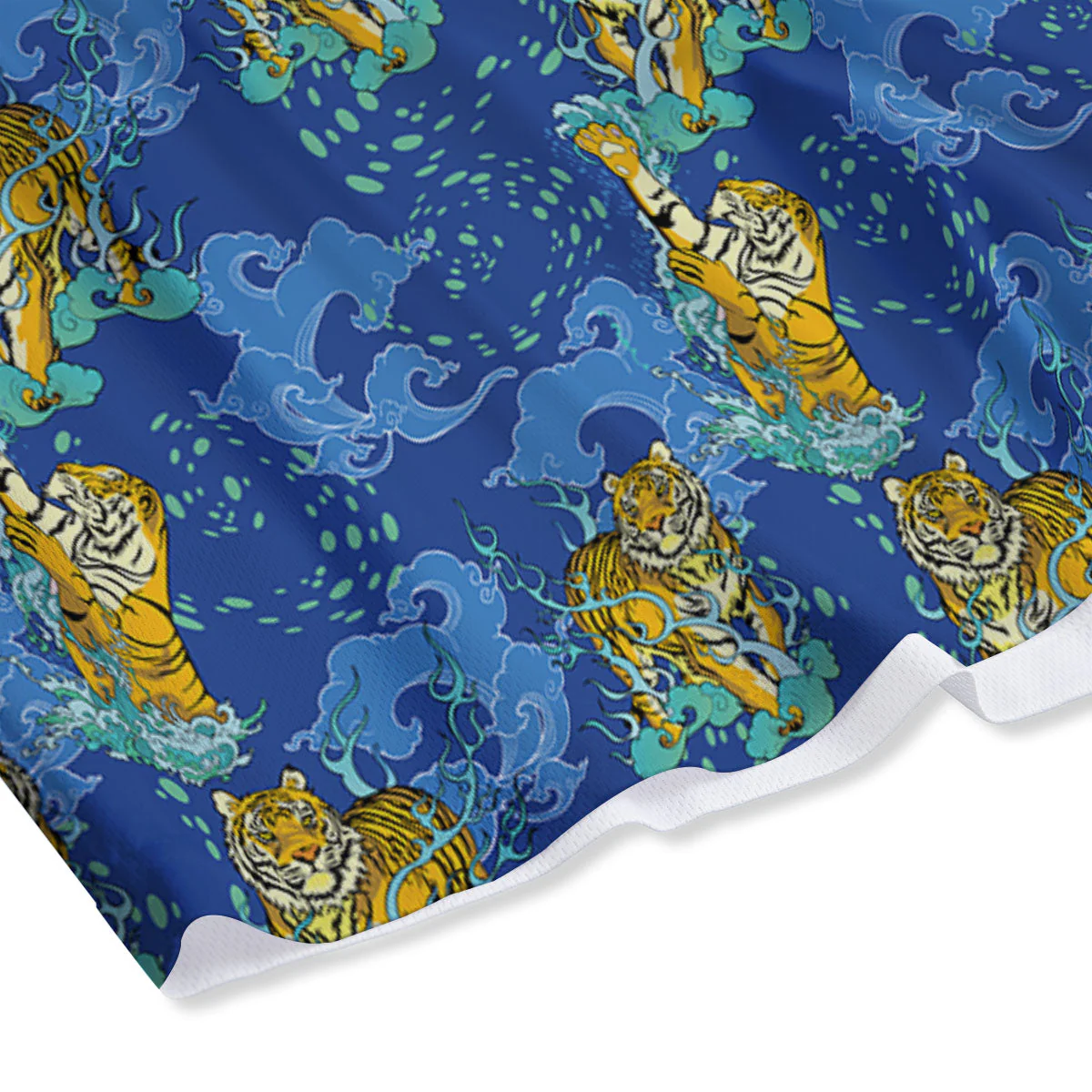 Tattoo Blue Tiger Print Pattern Mesh Shorts - Image 4