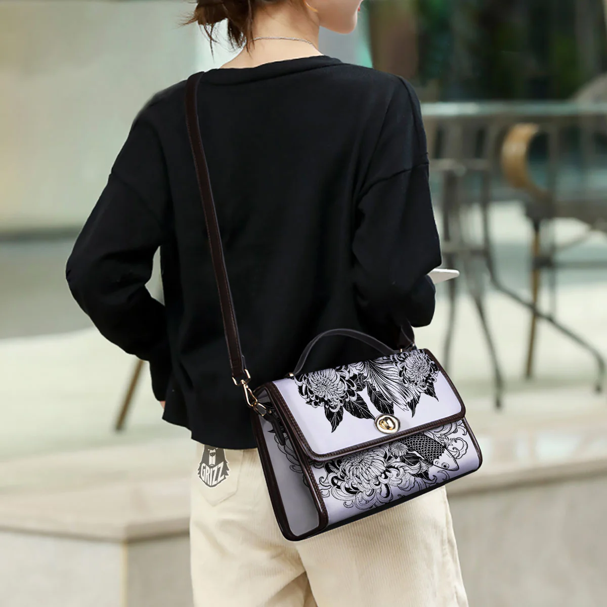 Tattoo Japanese Elemental Print Women's Satchel Bag - Image 3