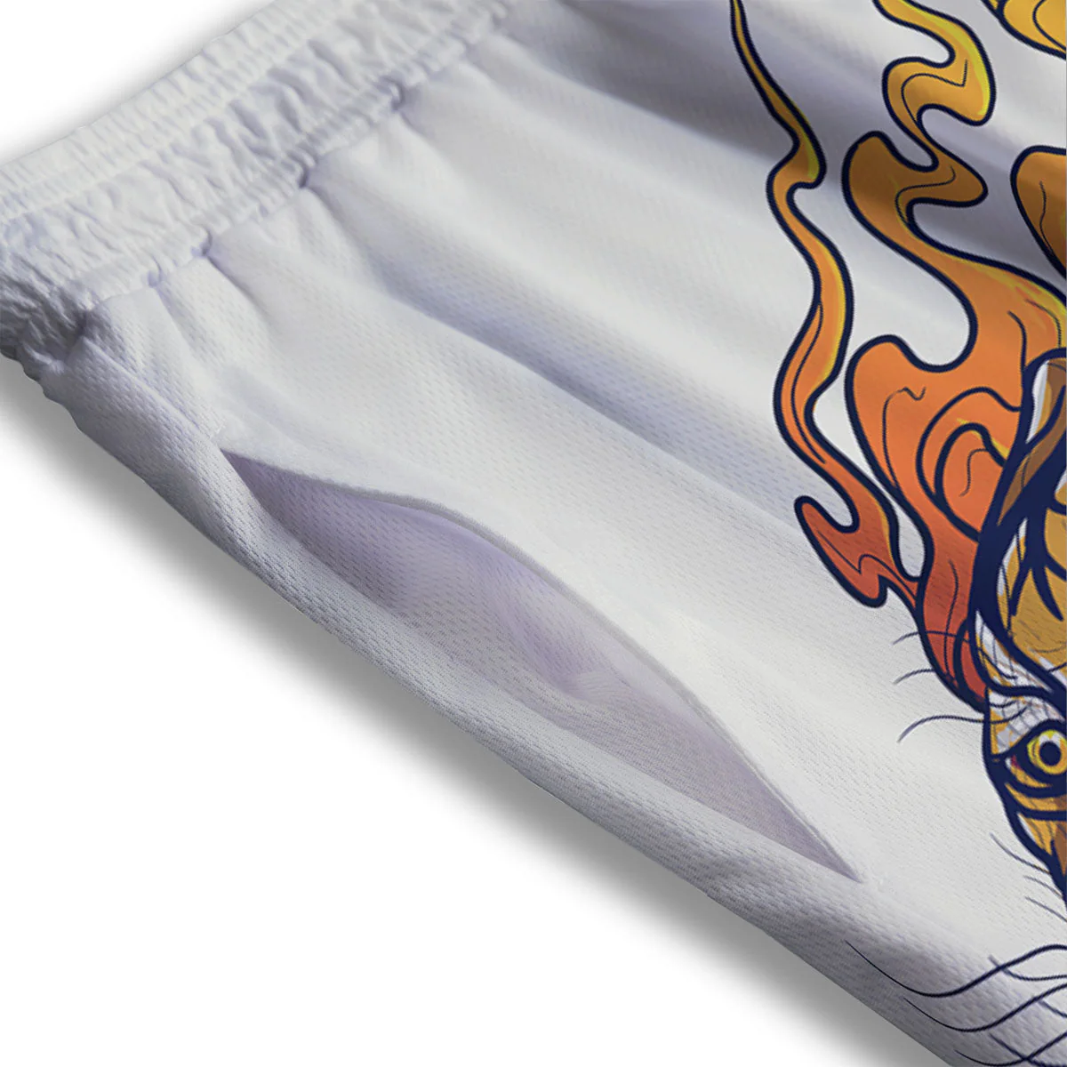 Tattoo Japanese Tiger Print Mesh Shorts - Image 3