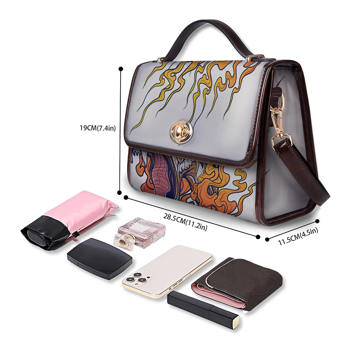 Tattoo Japanese Tiger Print Women's Satchel Bag - Image 4