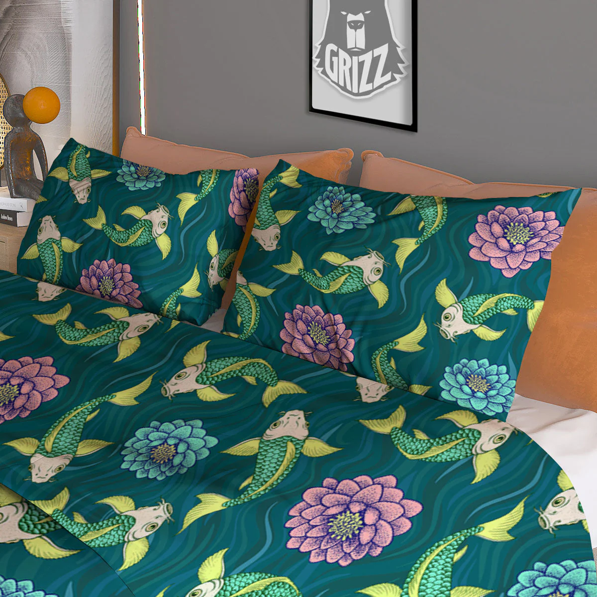 Tattoo Koi Carp Japanese Print Pattern Duvet Cover Bedding Set - Image 3