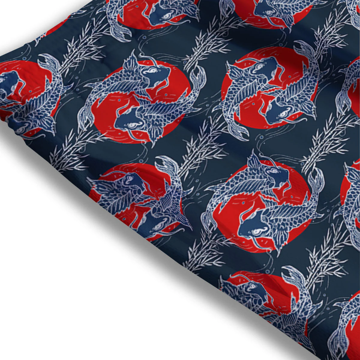Tattoo Koi Fish Japanese Print Pattern Mesh Shorts - Image 3