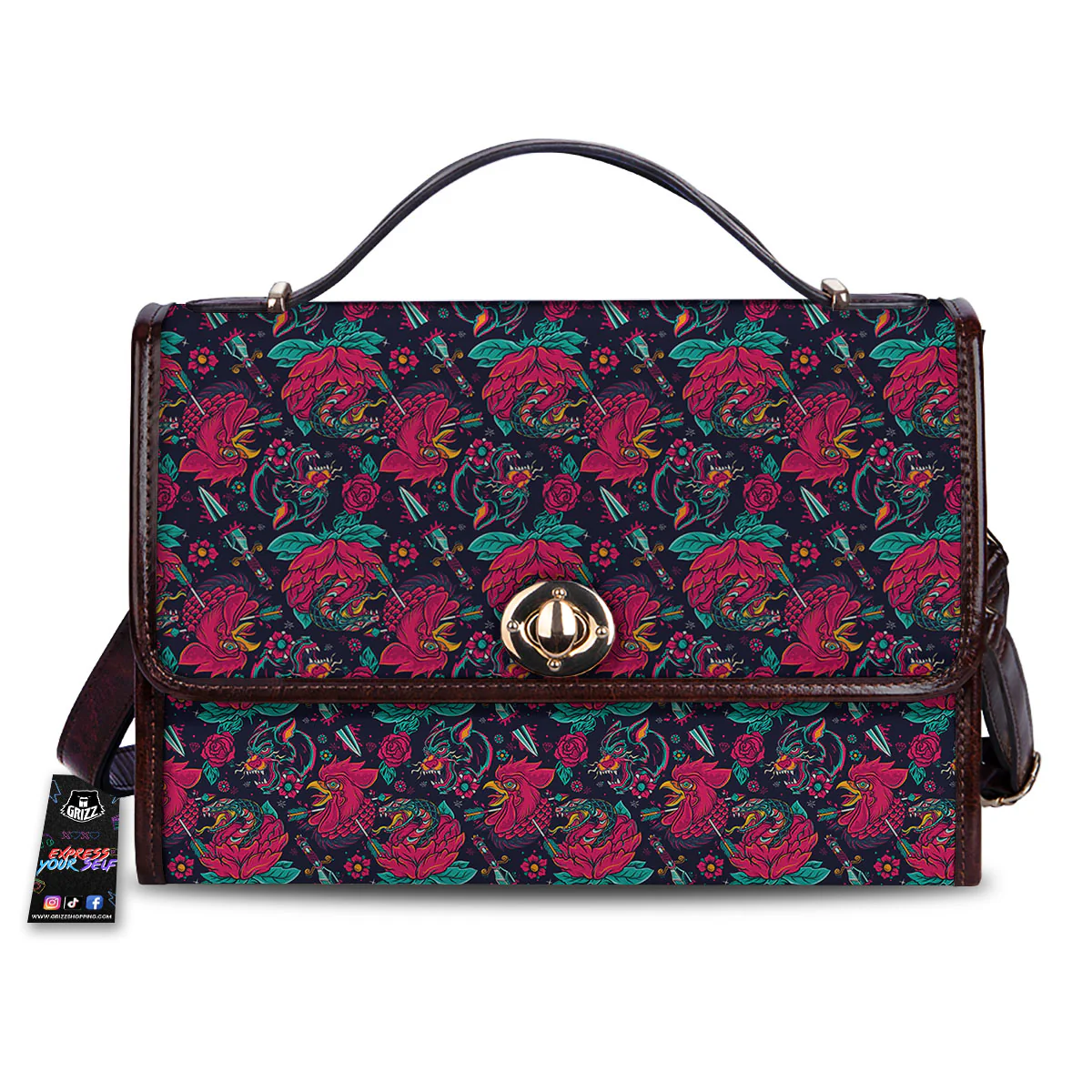 Tattoo Old School Print Pattern Women's Satchel Bag