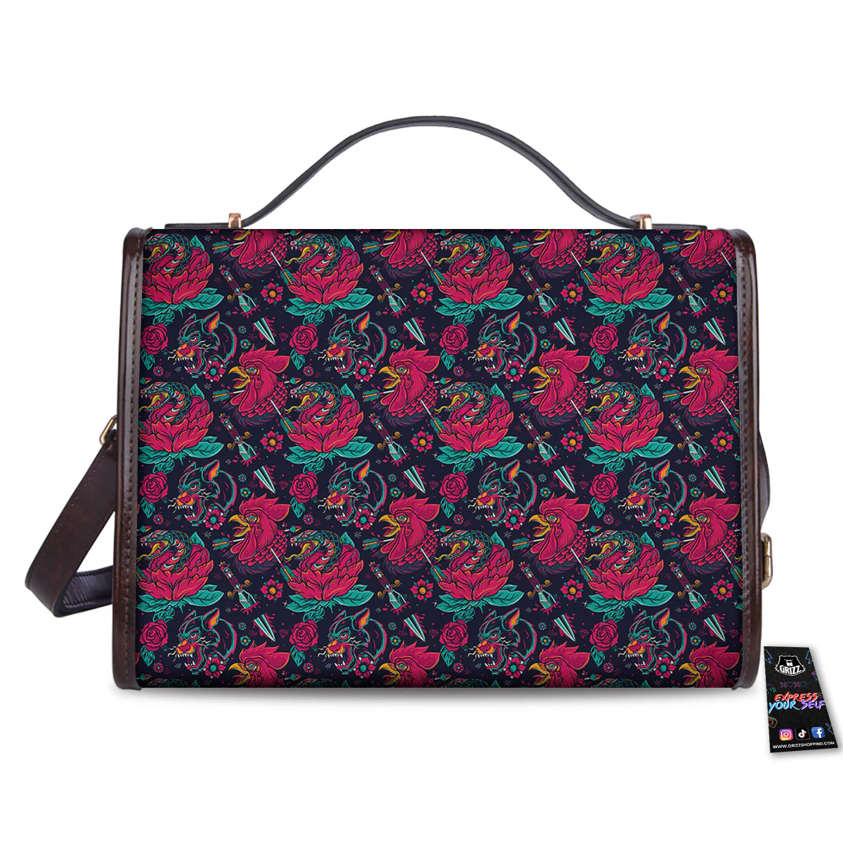 Tattoo Old School Print Pattern Women's Satchel Bag - Image 2