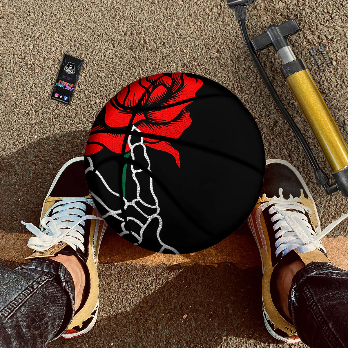 Tattoo Red Roses Print Basketball - Image 2