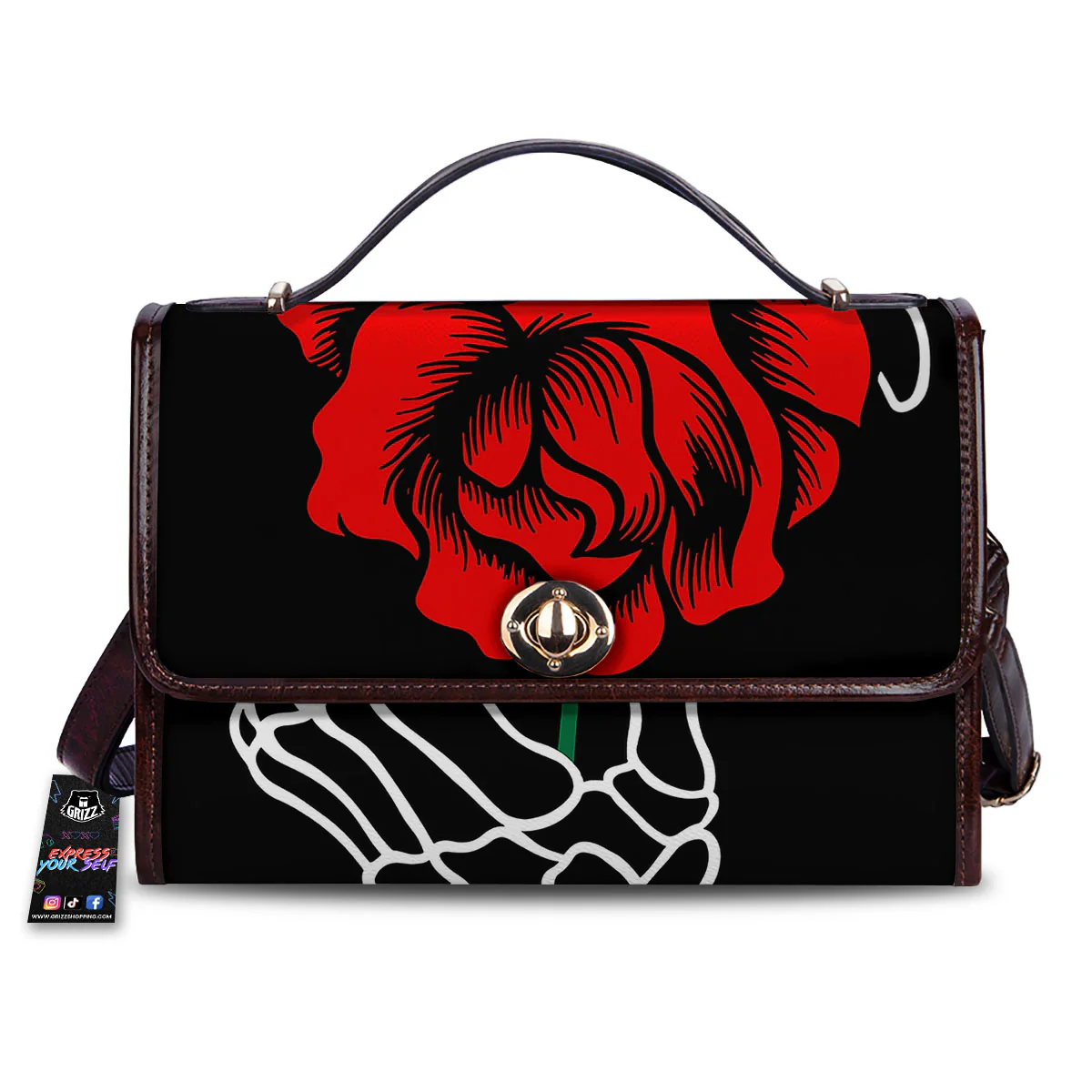 Tattoo Red Roses Print Women's Satchel Bag