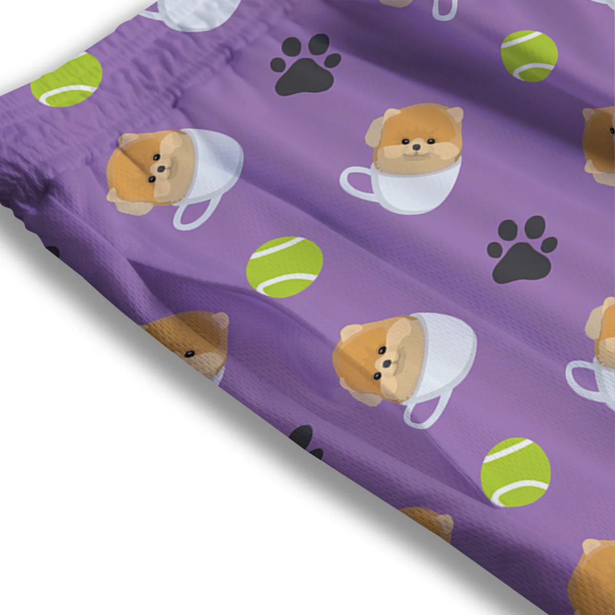 Tea Cup Pomeranian Print Pattern Mesh Shorts - Image 3