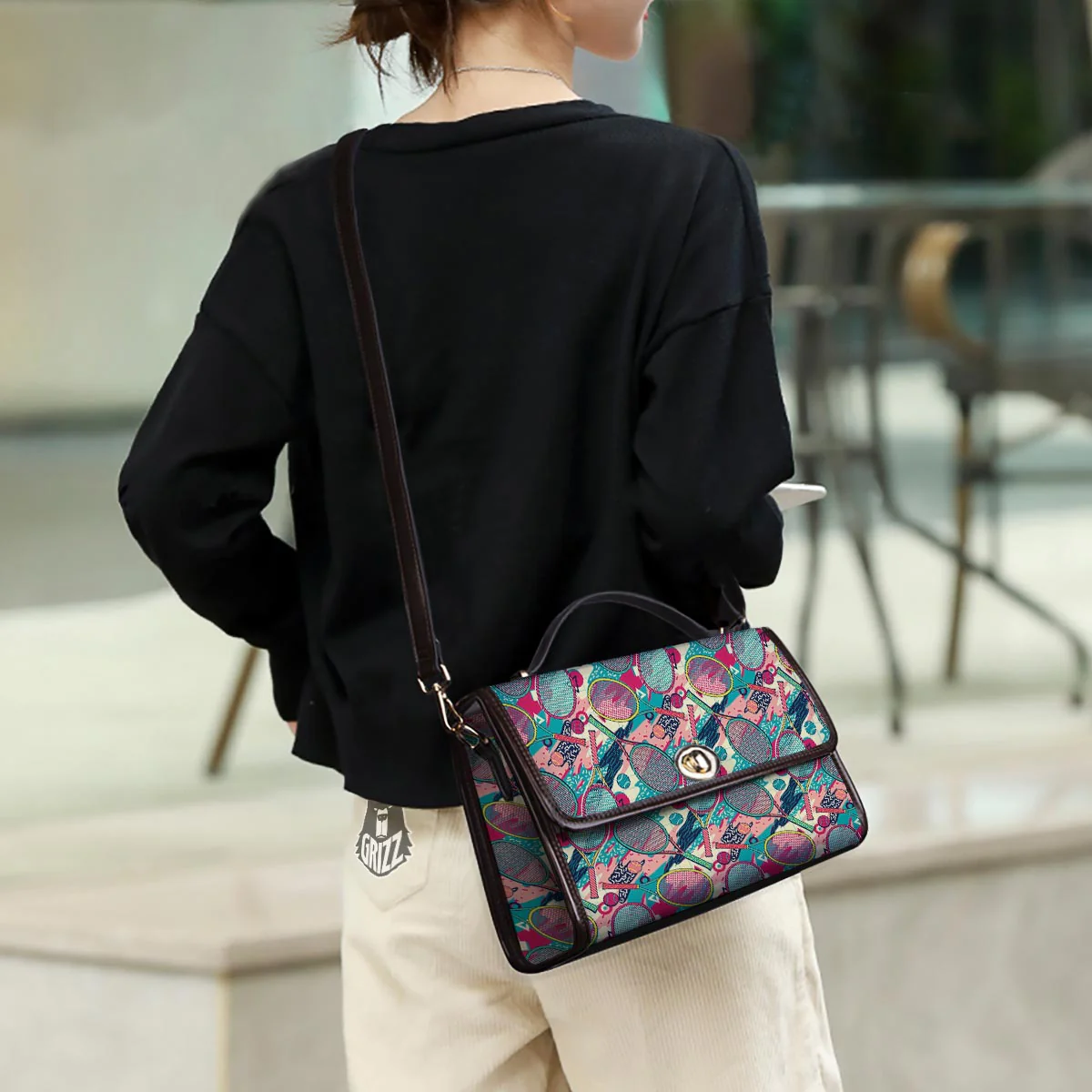Tennis Retro Print Pattern Women's Satchel Bag - Image 3