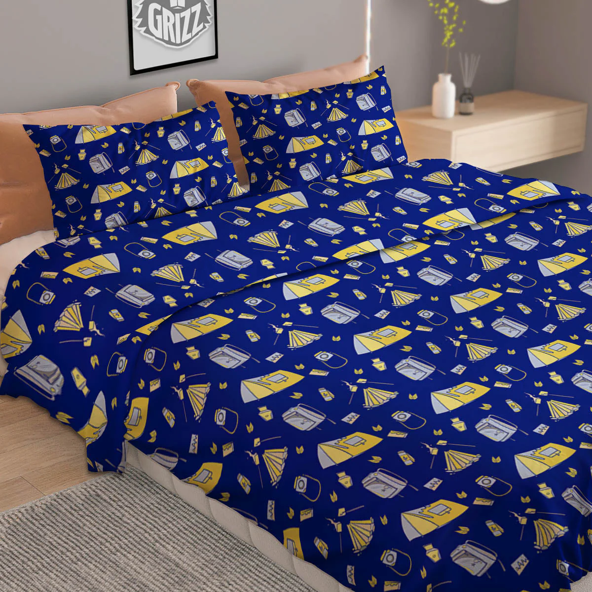 Tent Camping Print Pattern Duvet Cover Bedding Set - Image 2
