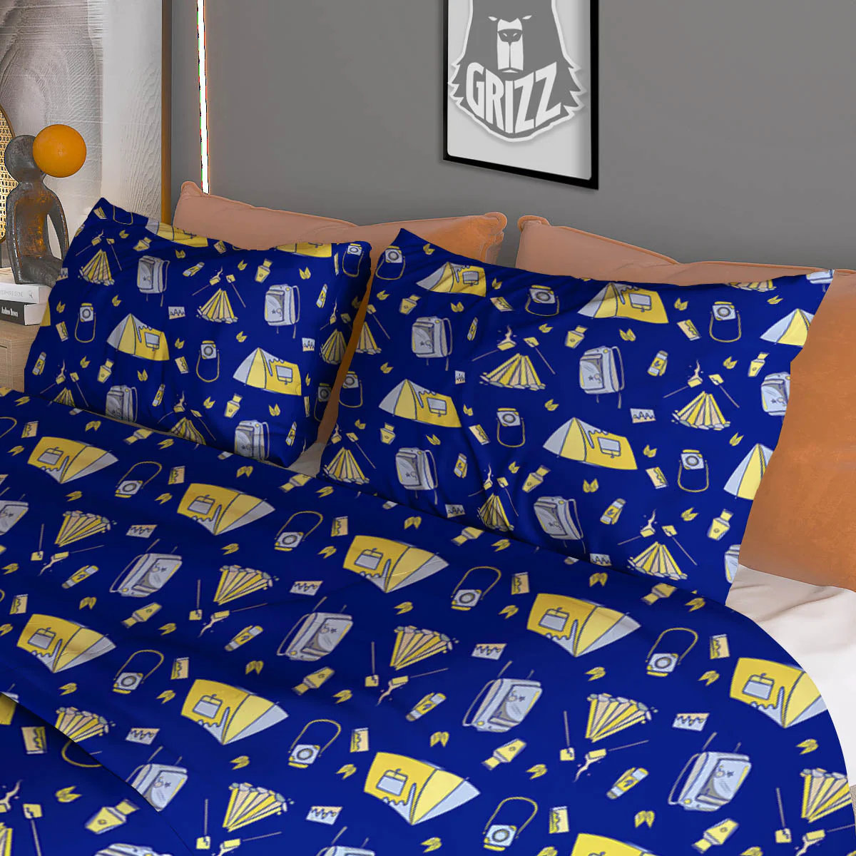 Tent Camping Print Pattern Duvet Cover Bedding Set - Image 3