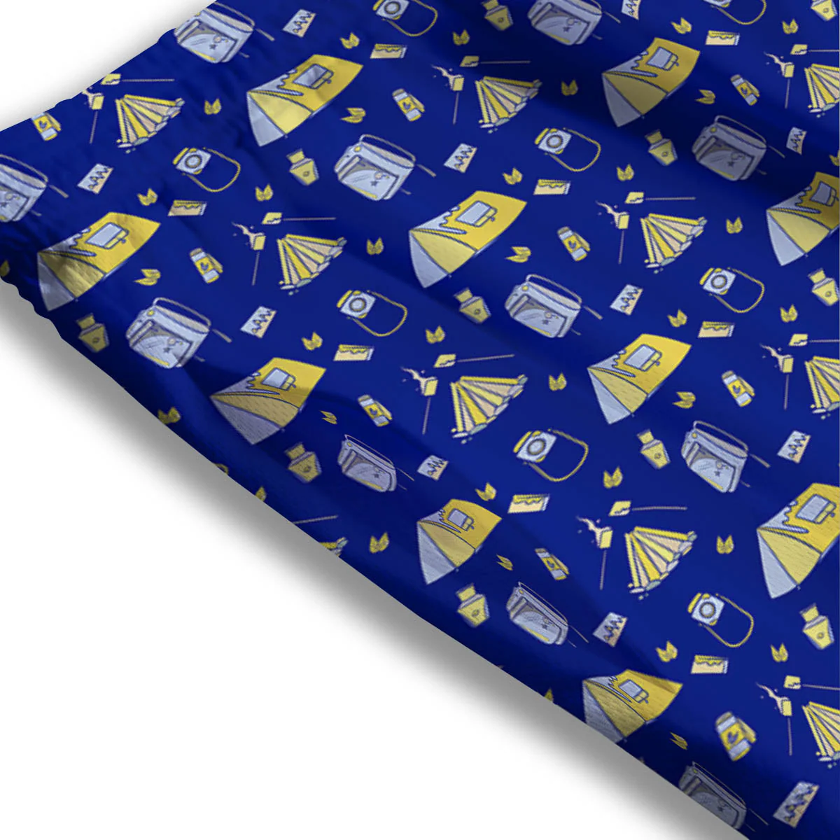Tent Camping Print Pattern Mesh Shorts - Image 3