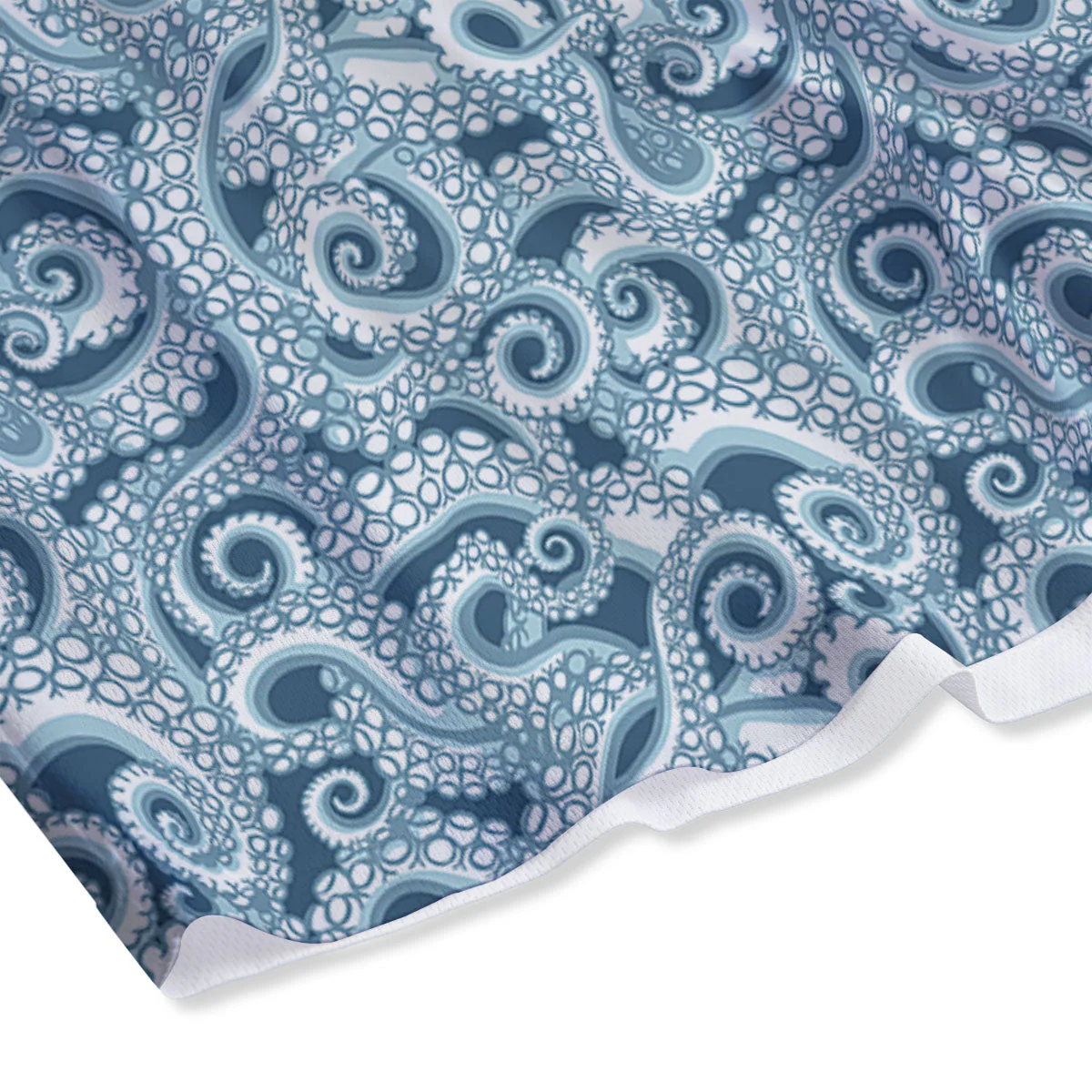Tentacles Octopus Blue Print Pattern Mesh Shorts - Image 4