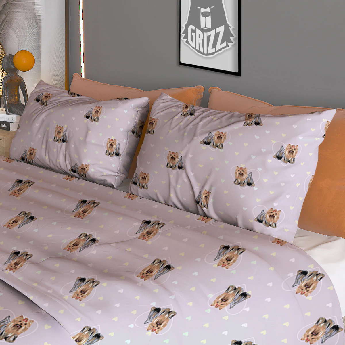 Terrier Yorkshire Cute Print Pattern Duvet Cover Bedding Set - Image 3
