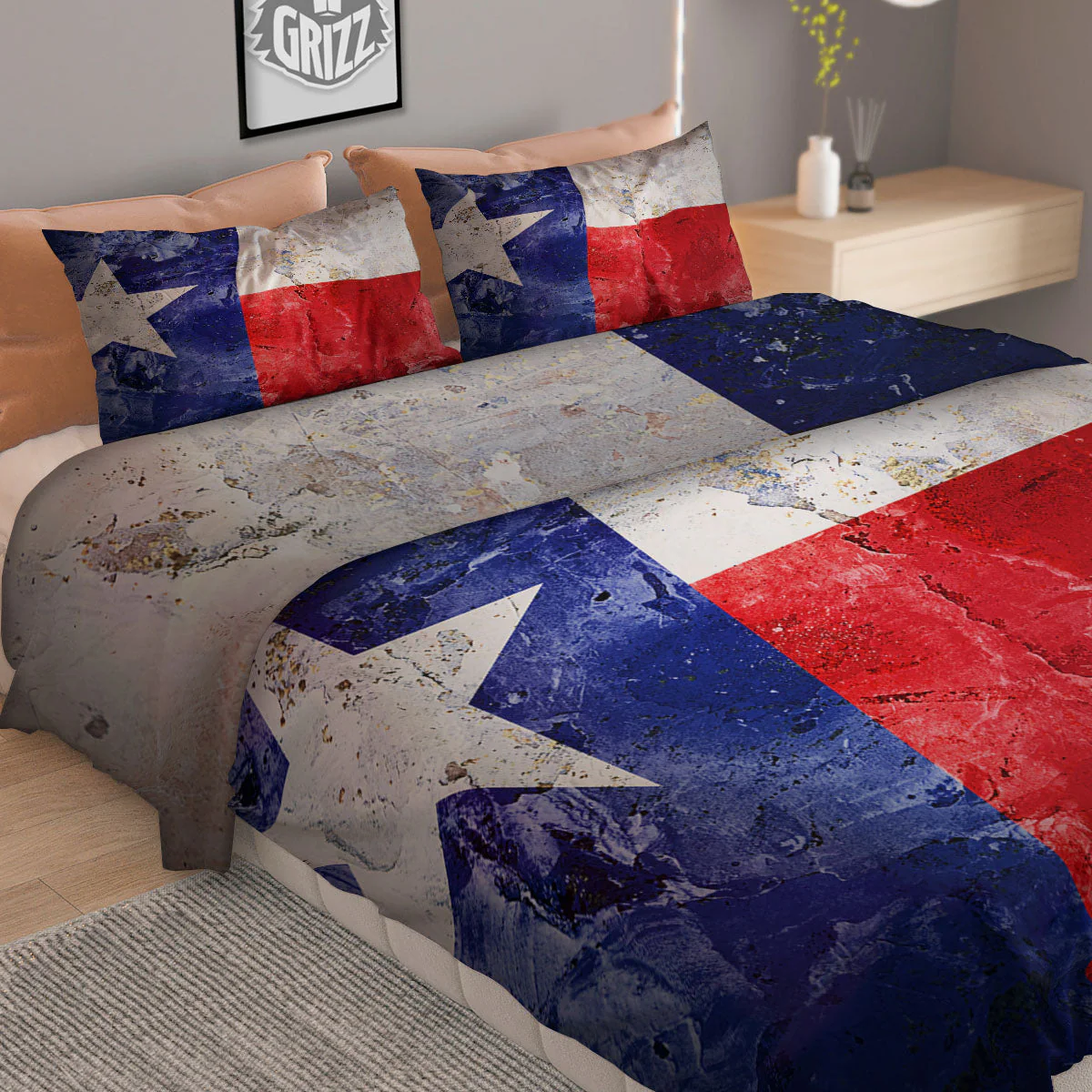 Texas Flag Grunge Print Duvet Cover Bedding Set - Image 2