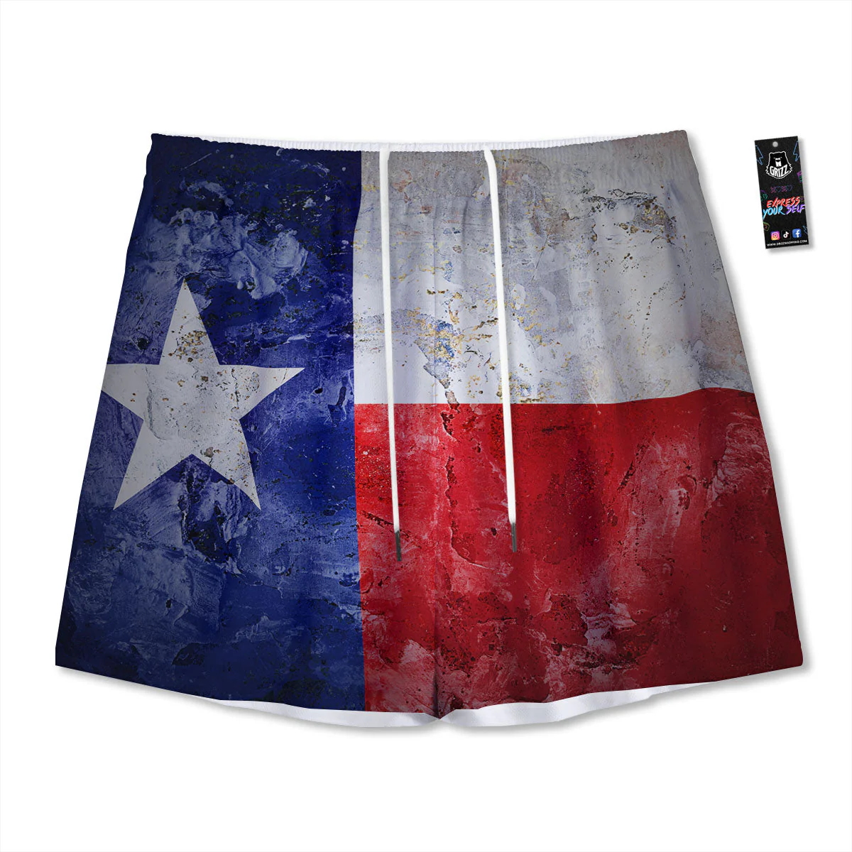 Texas Flag Grunge Print Mesh Shorts