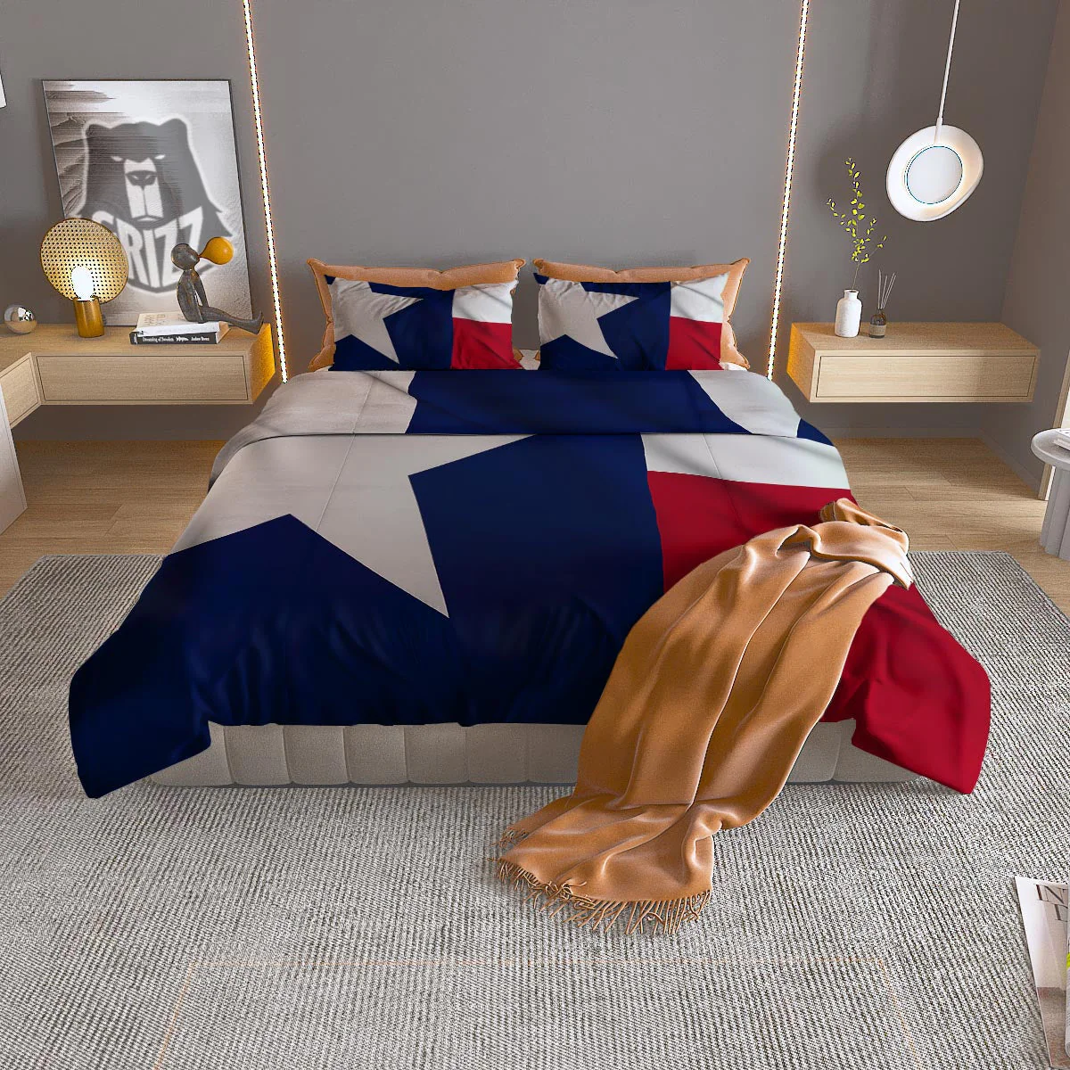 Texas Flag Print Duvet Cover Bedding Set
