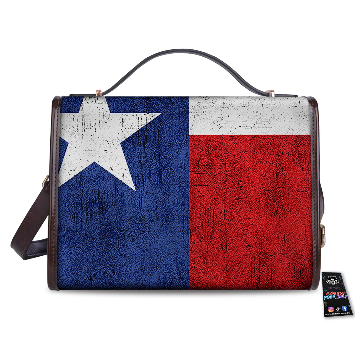 Texas Flag Vintage Print Women's Satchel Bag - Image 2